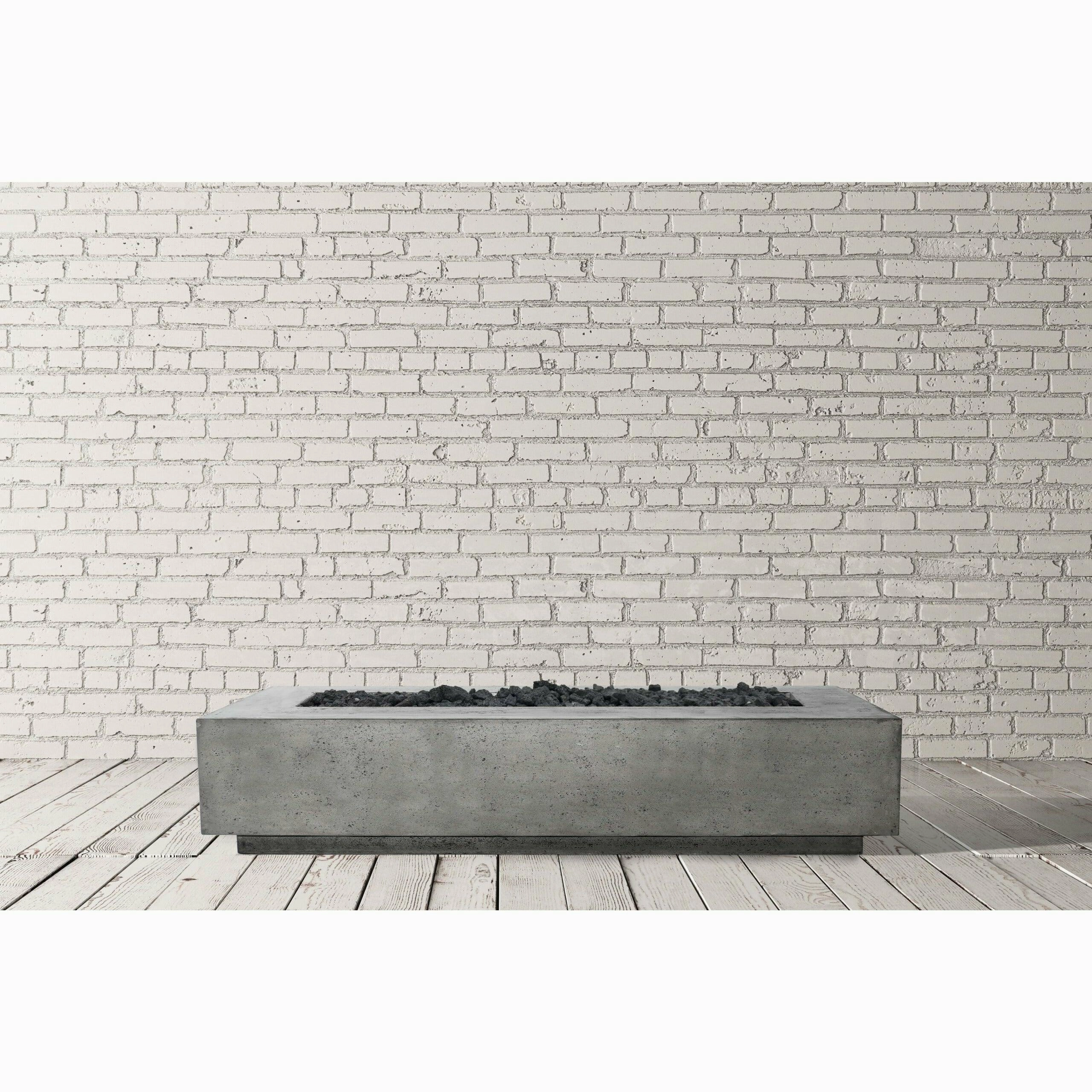 Prism Hardscapes - Tavola Series 110 Rectangular Concrete Fire Pit Table w/ Wind Guard