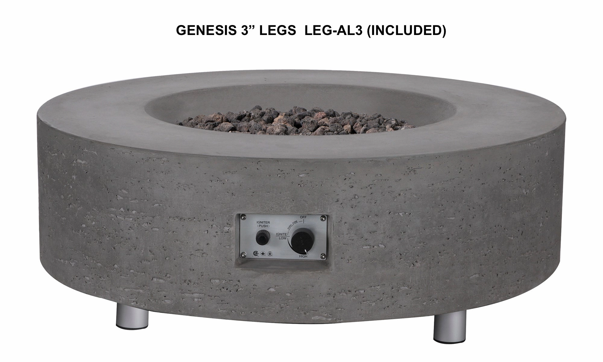 PyroMania Fire - Genesis Round Concrete Fire Pit Table