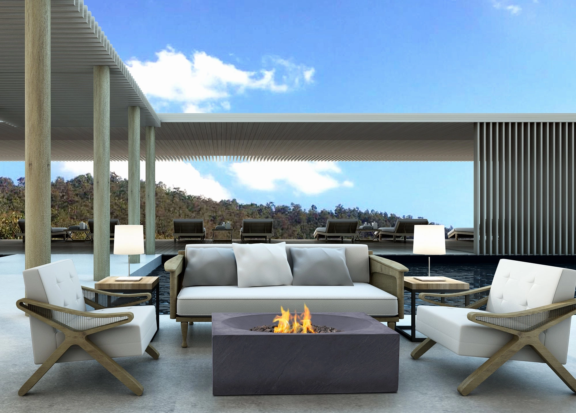 PyroMania Fire - Paloma Square Concrete Fire Pit Table