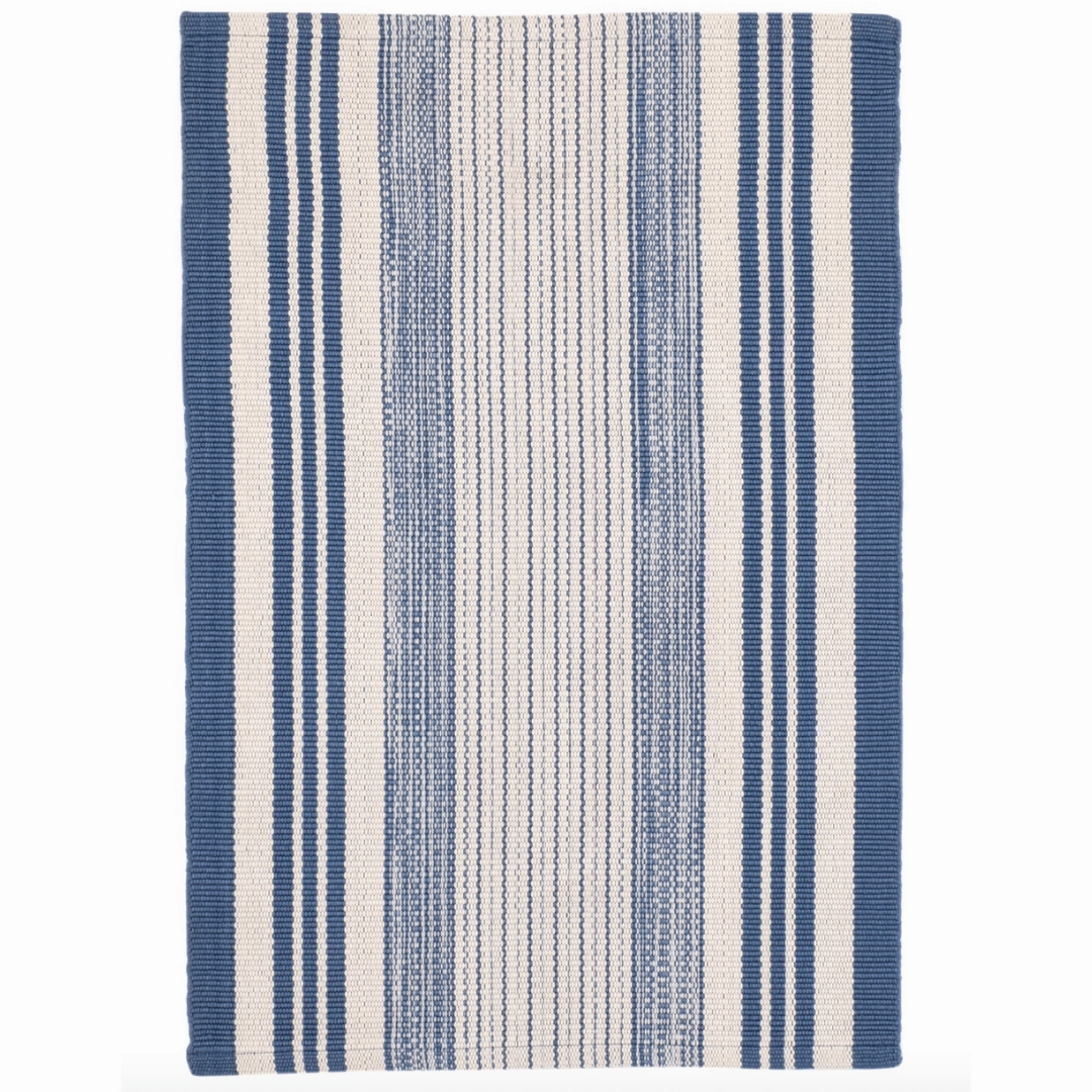 Quincy Stripe Handwoven Indoor/Outdoor Rug - Denimwaterproof outdoor patio rug