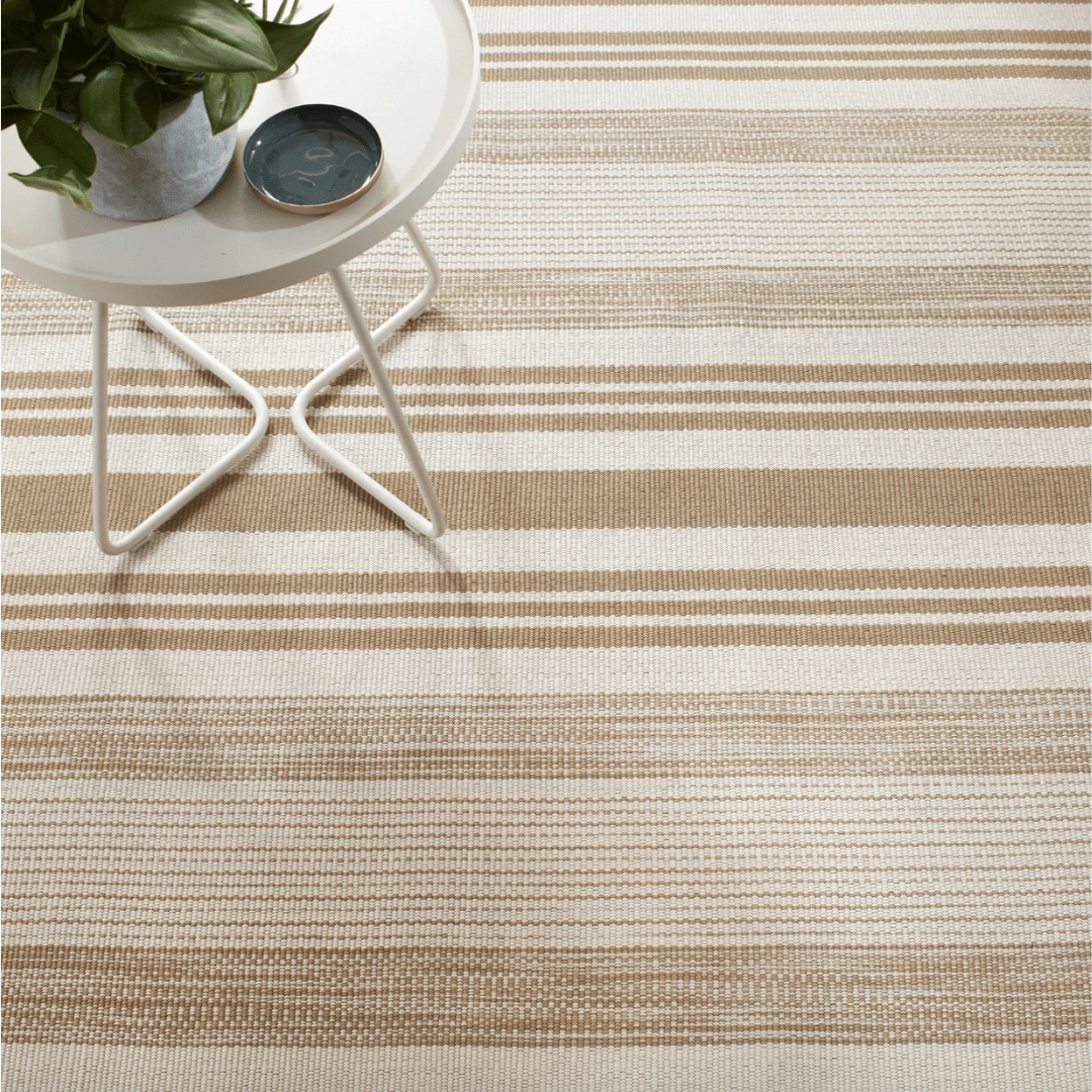 Quincy Stripe Handwoven Indoor/Outdoor Rug - Khaki