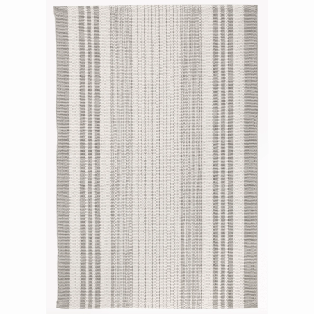 Quincy Stripe Handwoven Indoor/Outdoor Rug - Platinumwaterproof outdoor patio rug