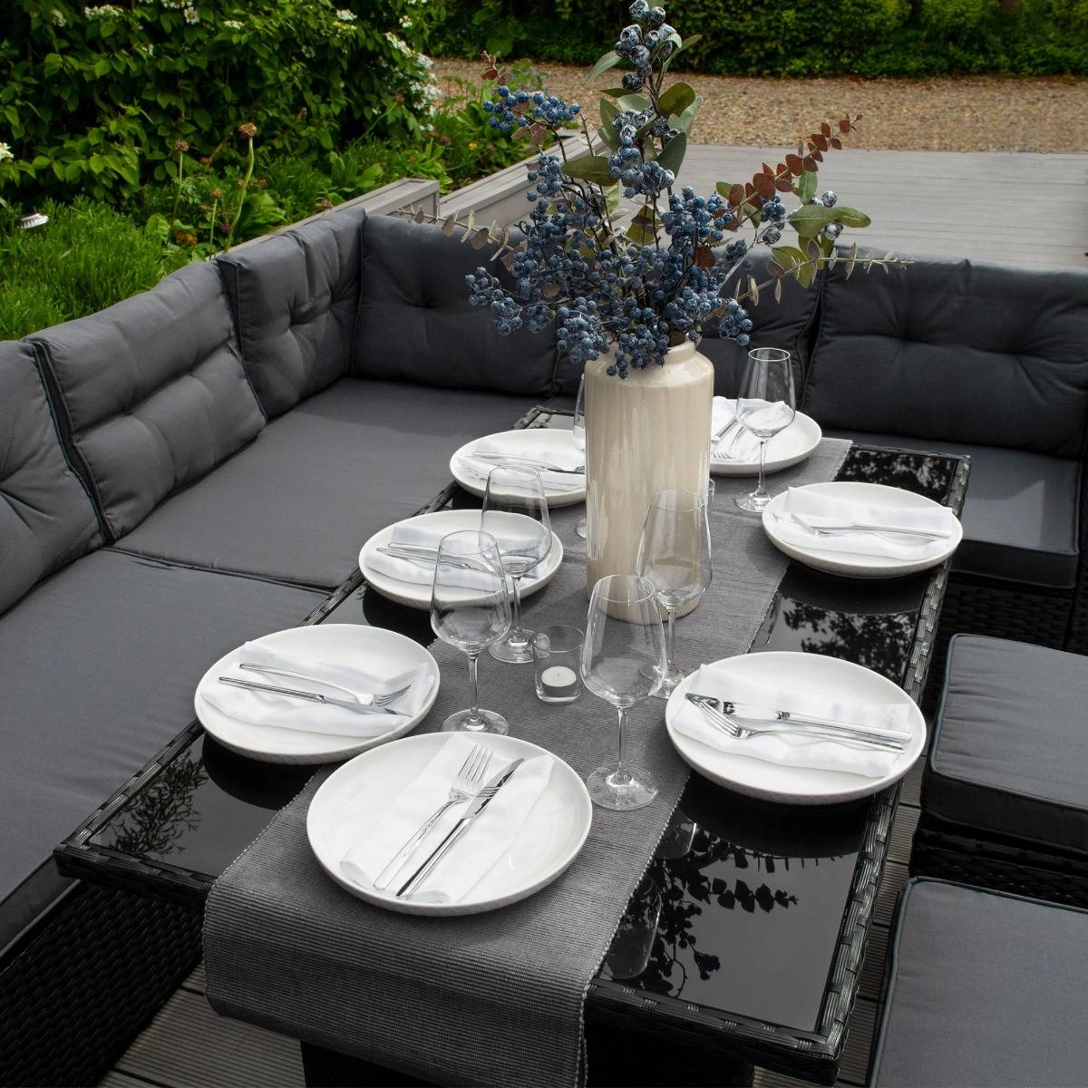 Rattan Corner Set - Black
