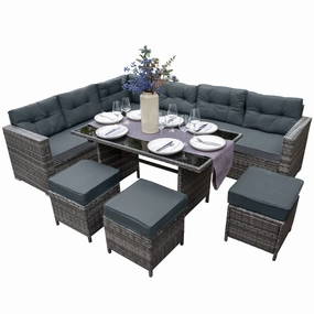 Rattan Corner Set - Greyoutdoor patio furniture set