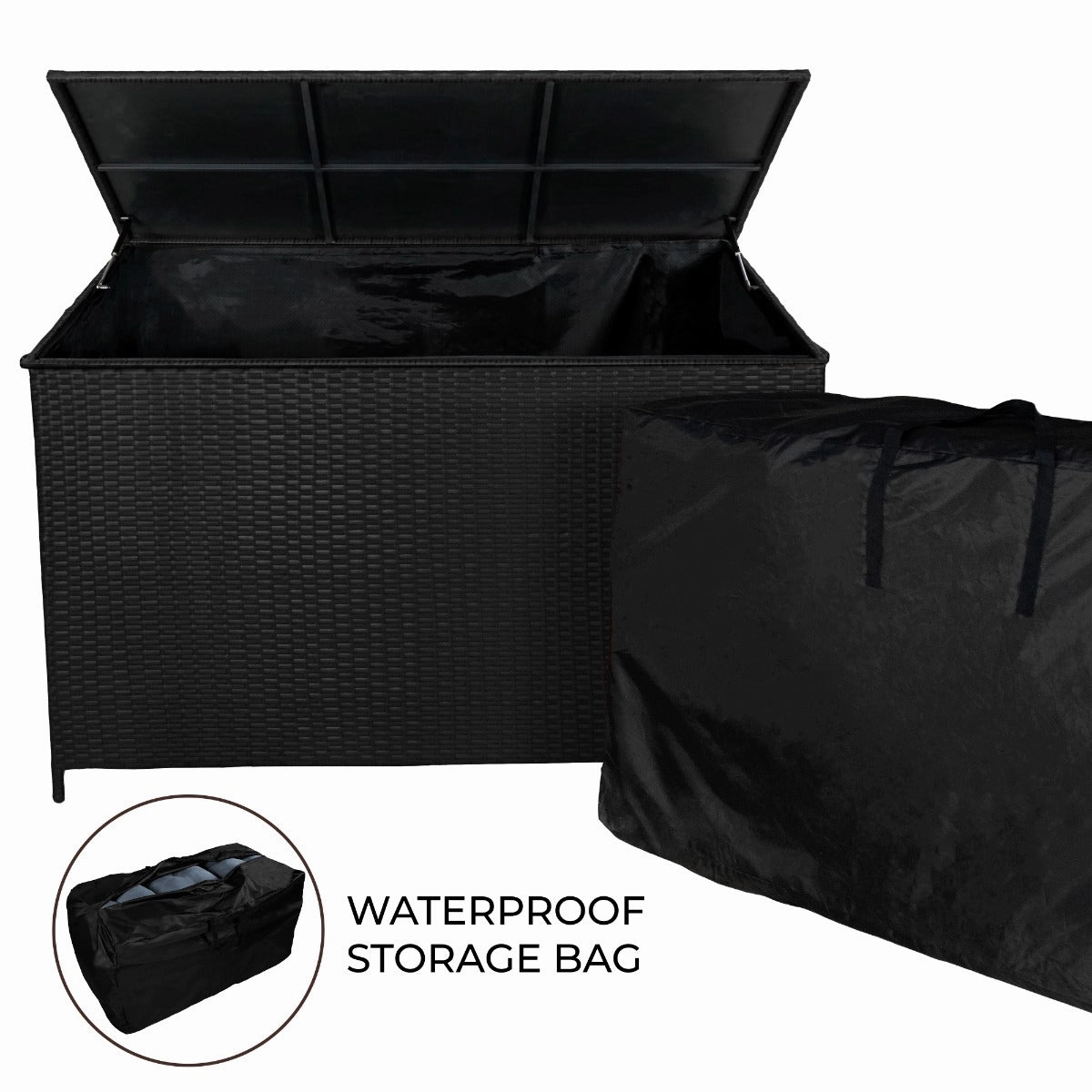 Rattan Cushion Storage Box 582L - Black