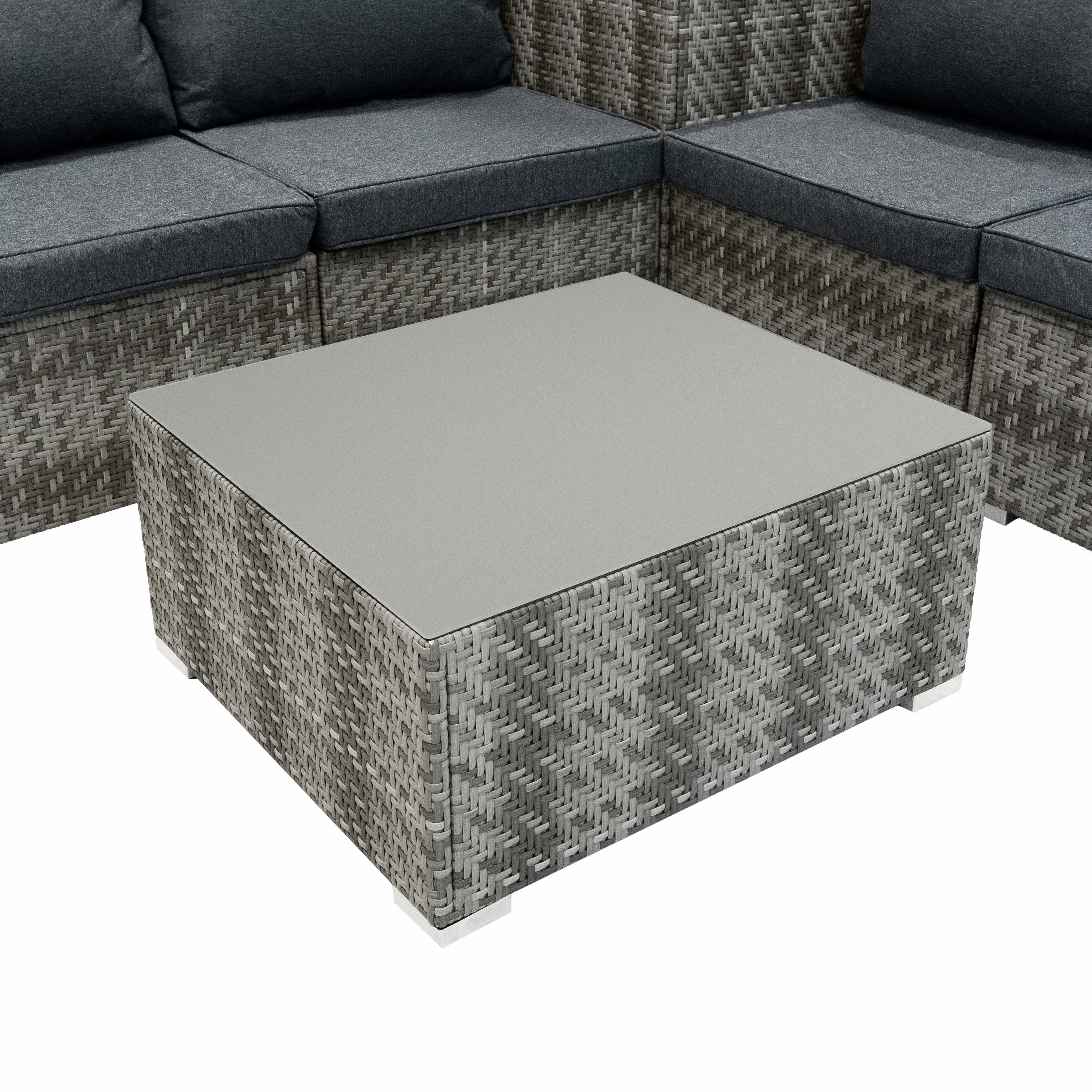 Rattan Modular 6 Piece Furniture Set & 700L Storage Box  Grey