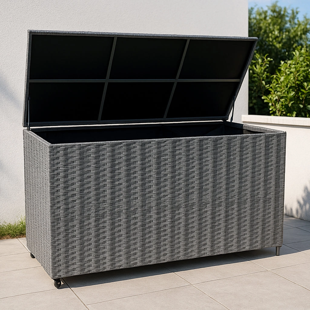 Rattan Modular 6 Piece Furniture Set & 700L Storage Box  Grey