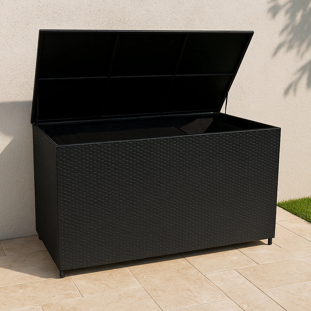 Rattan Modular 6 Piece Furniture Set & 996L Storage Box  Black