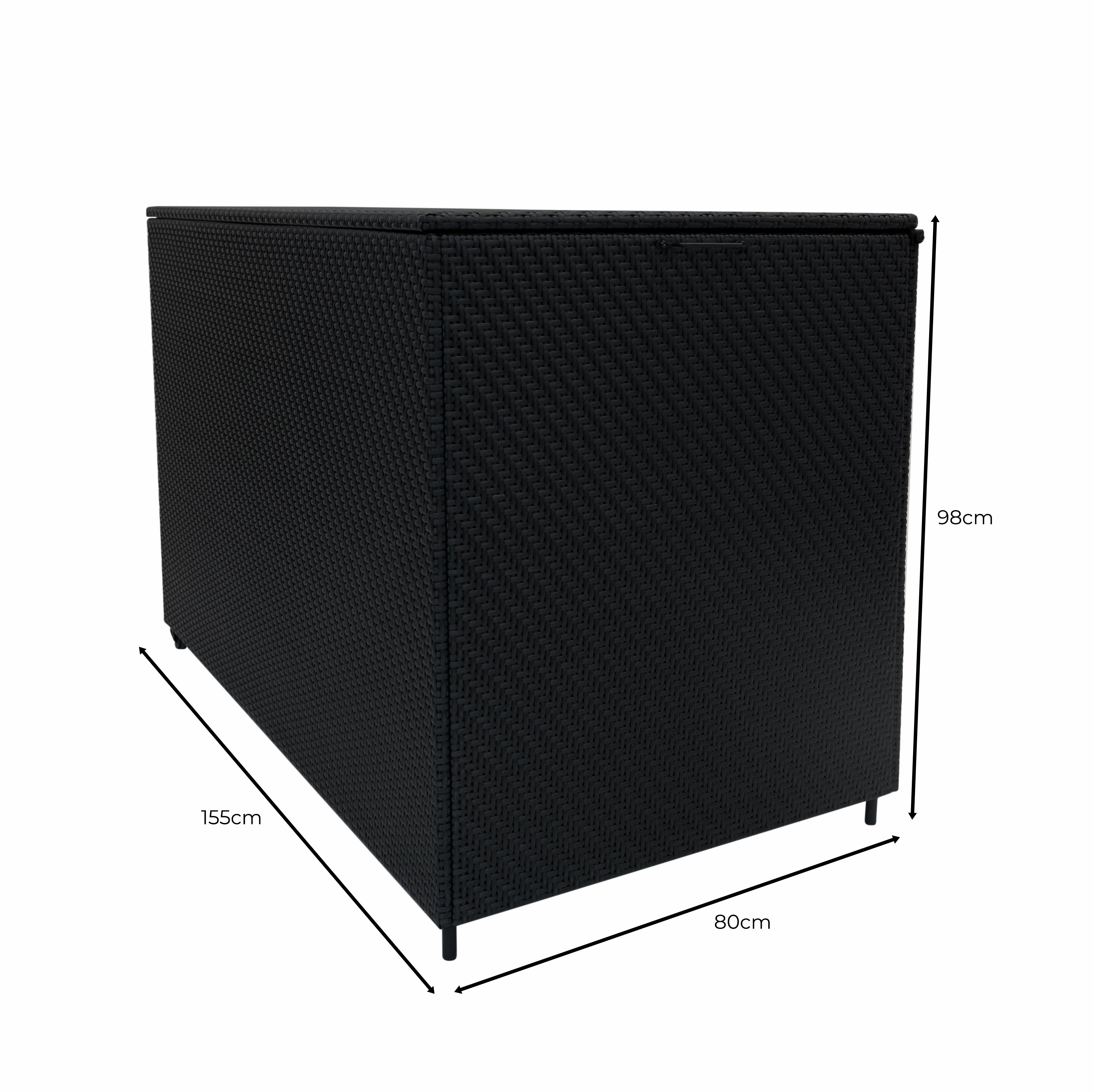 Rattan Modular 6 Piece Furniture Set & 996L Storage Box  Black