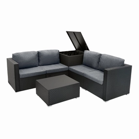 Rattan Modular 6 Piece Furniture Set  Blackoutdoor patio furniture set