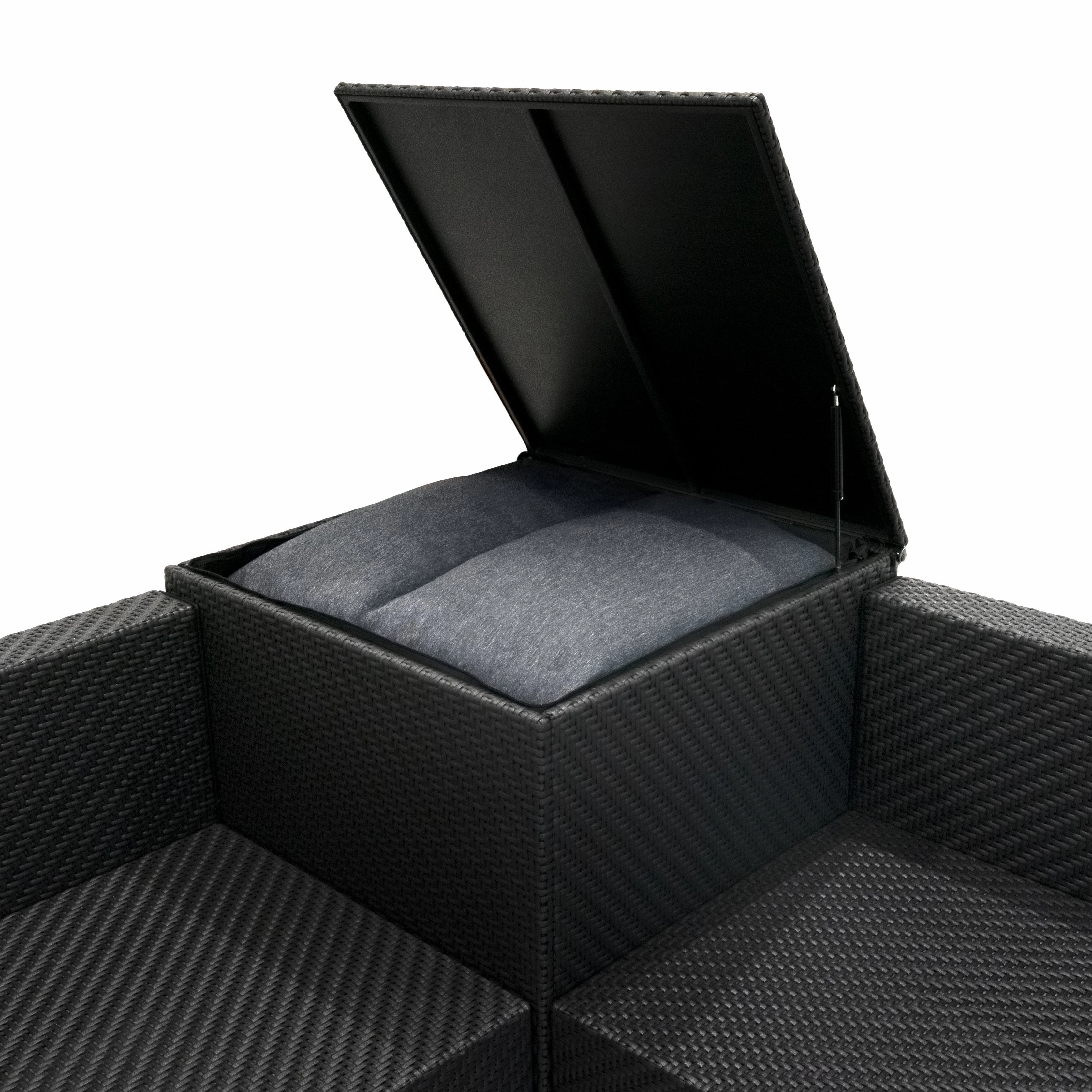 Rattan Modular 6 Piece Furniture Set  Black