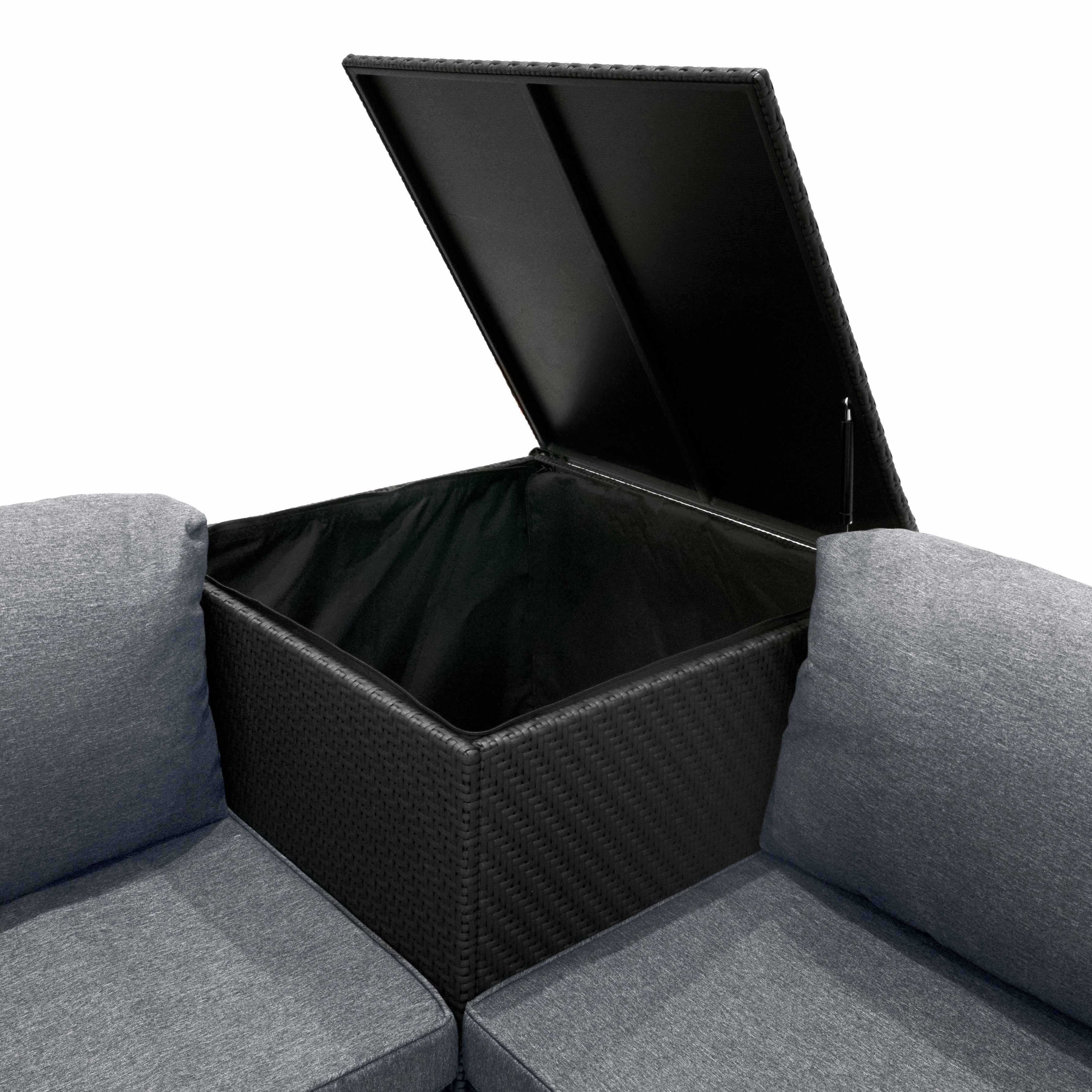 Rattan Modular 6 Piece Furniture Set  Black
