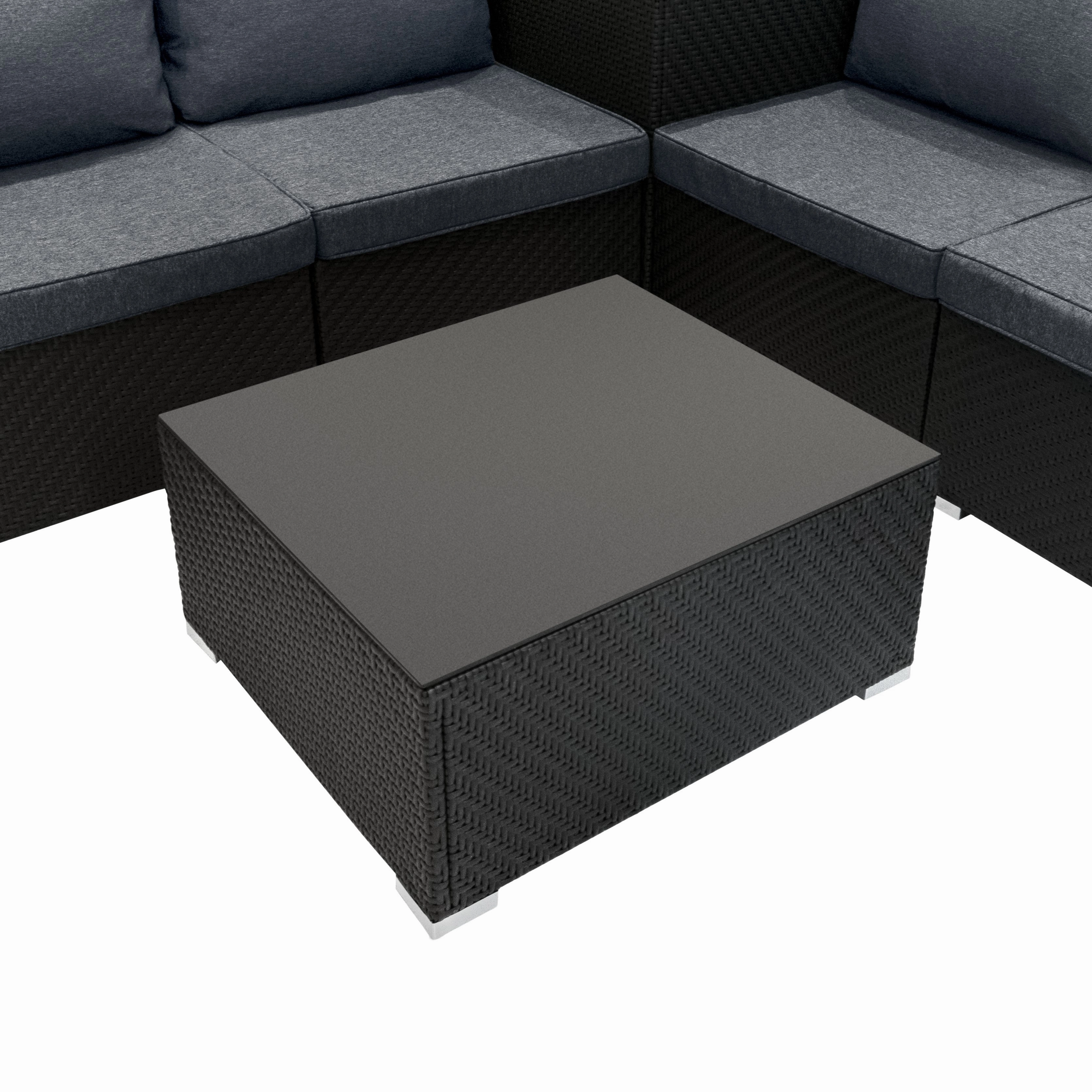 Rattan Modular 6 Piece Furniture Set  Black