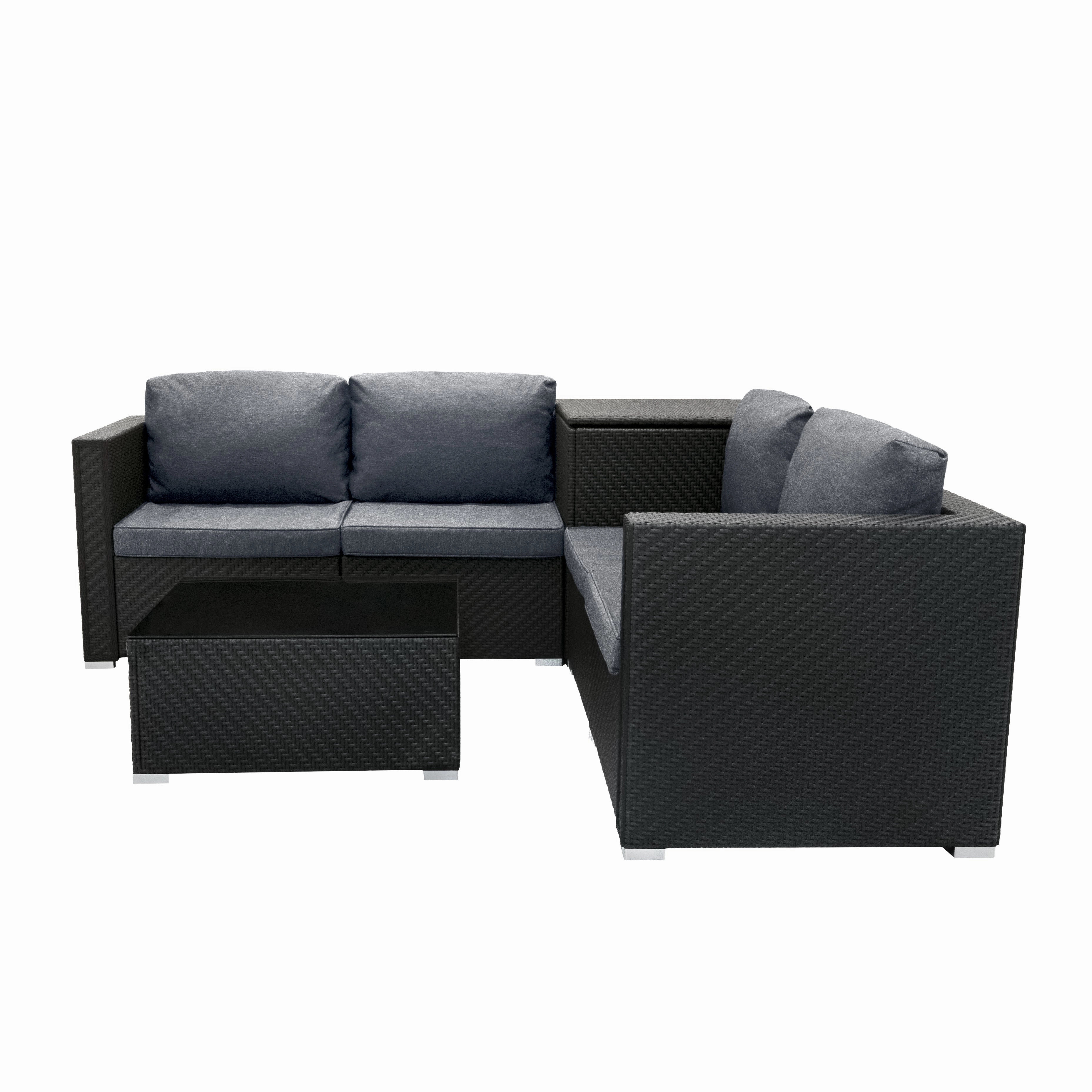Rattan Modular 6 Piece Furniture Set  Black