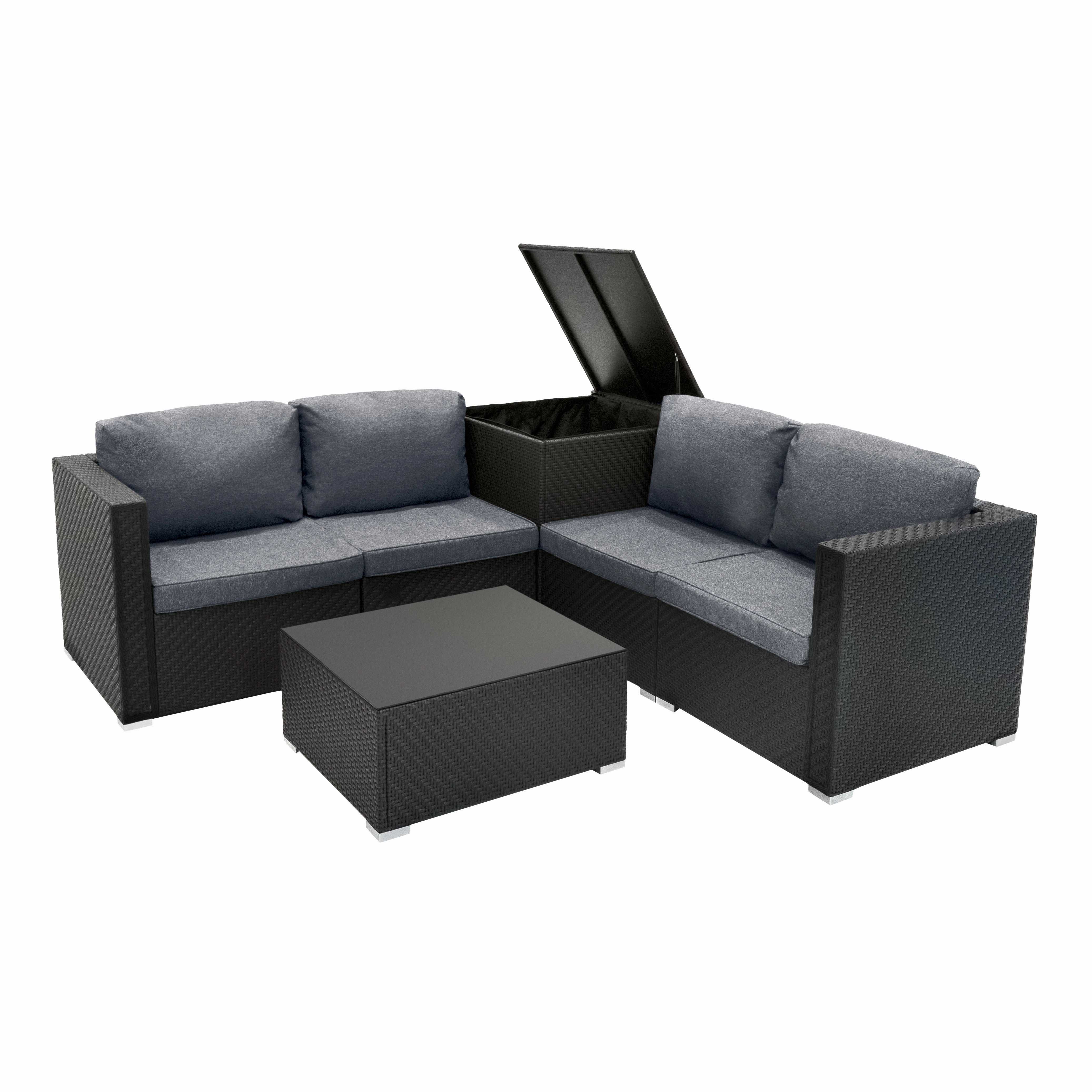 Rattan Modular 6 Piece Furniture Set  Blackoutdoor patio furniture set