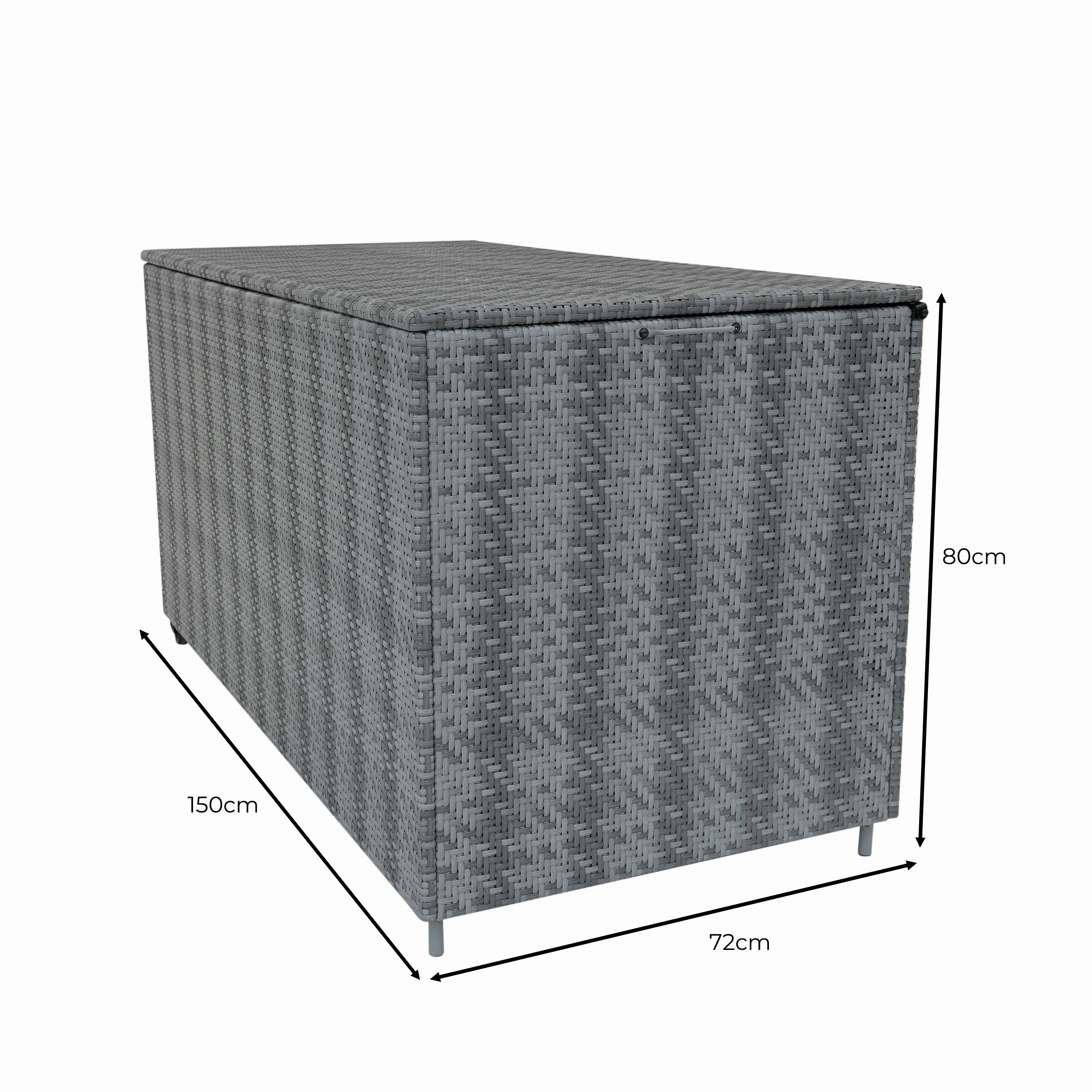 Rattan Modular 7 Piece Furniture Set & 700L Storage Box - Grey