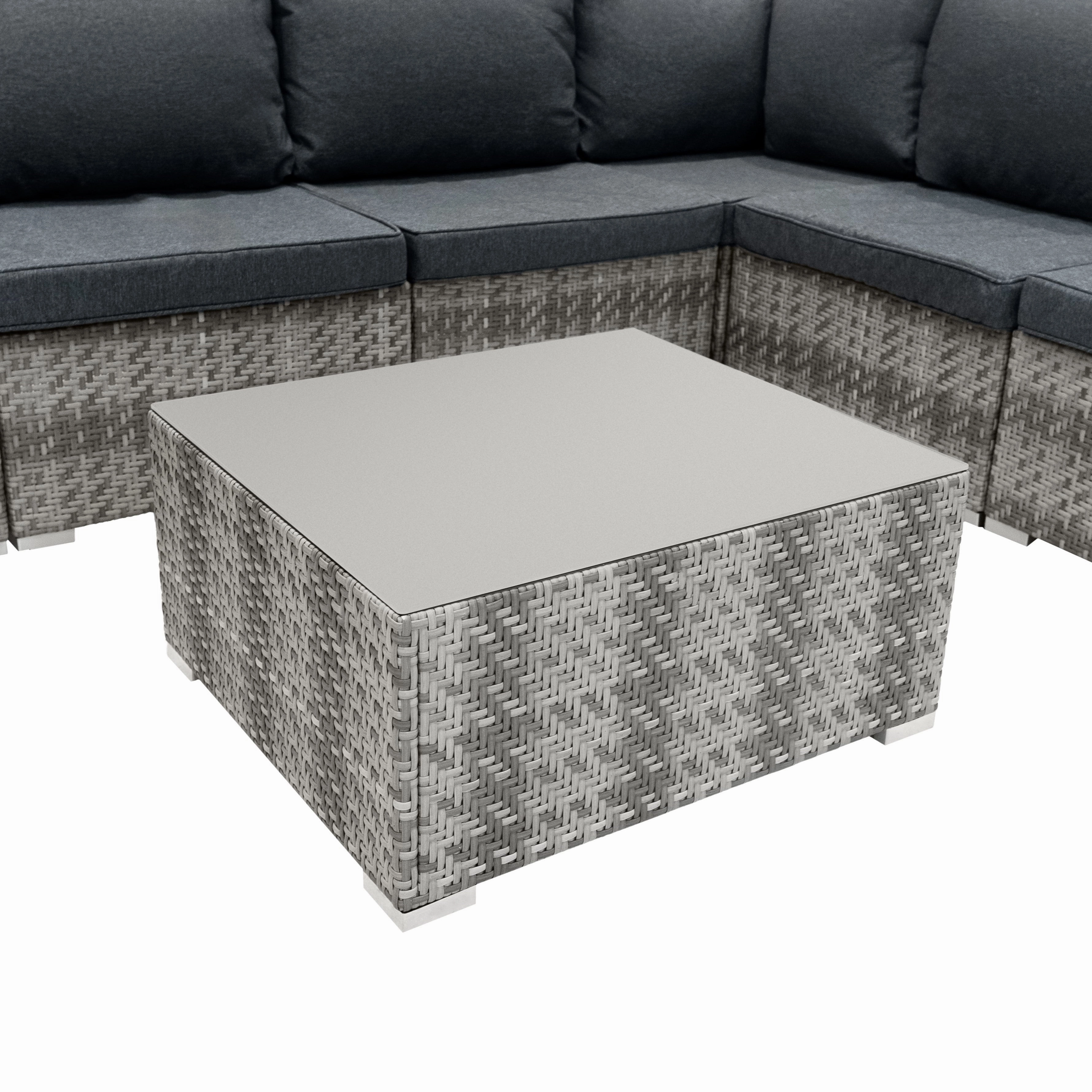 Rattan Modular 7 Piece Furniture Set & 996L Storage Box - Grey