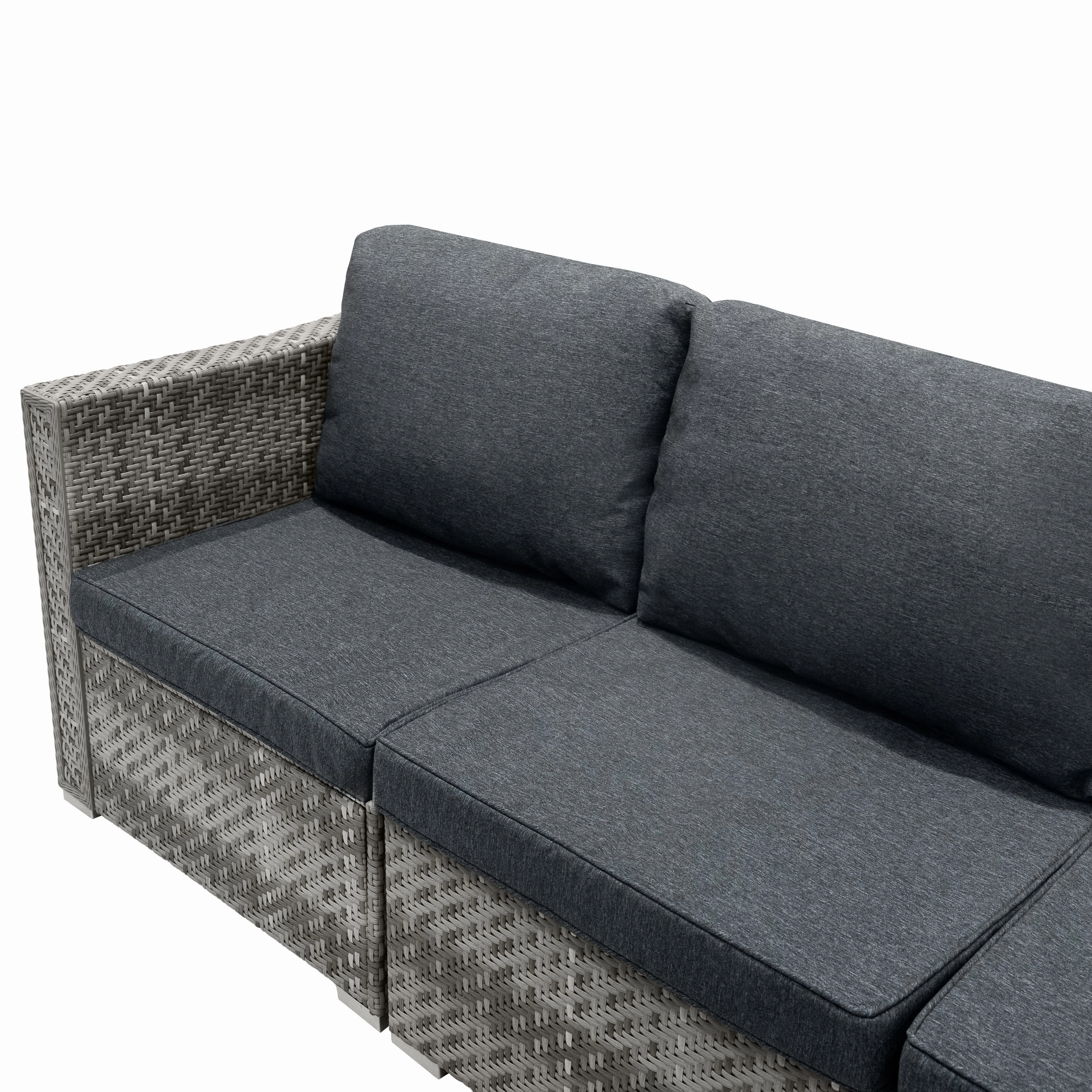 Rattan Modular 7 Piece Furniture Set & 996L Storage Box - Grey