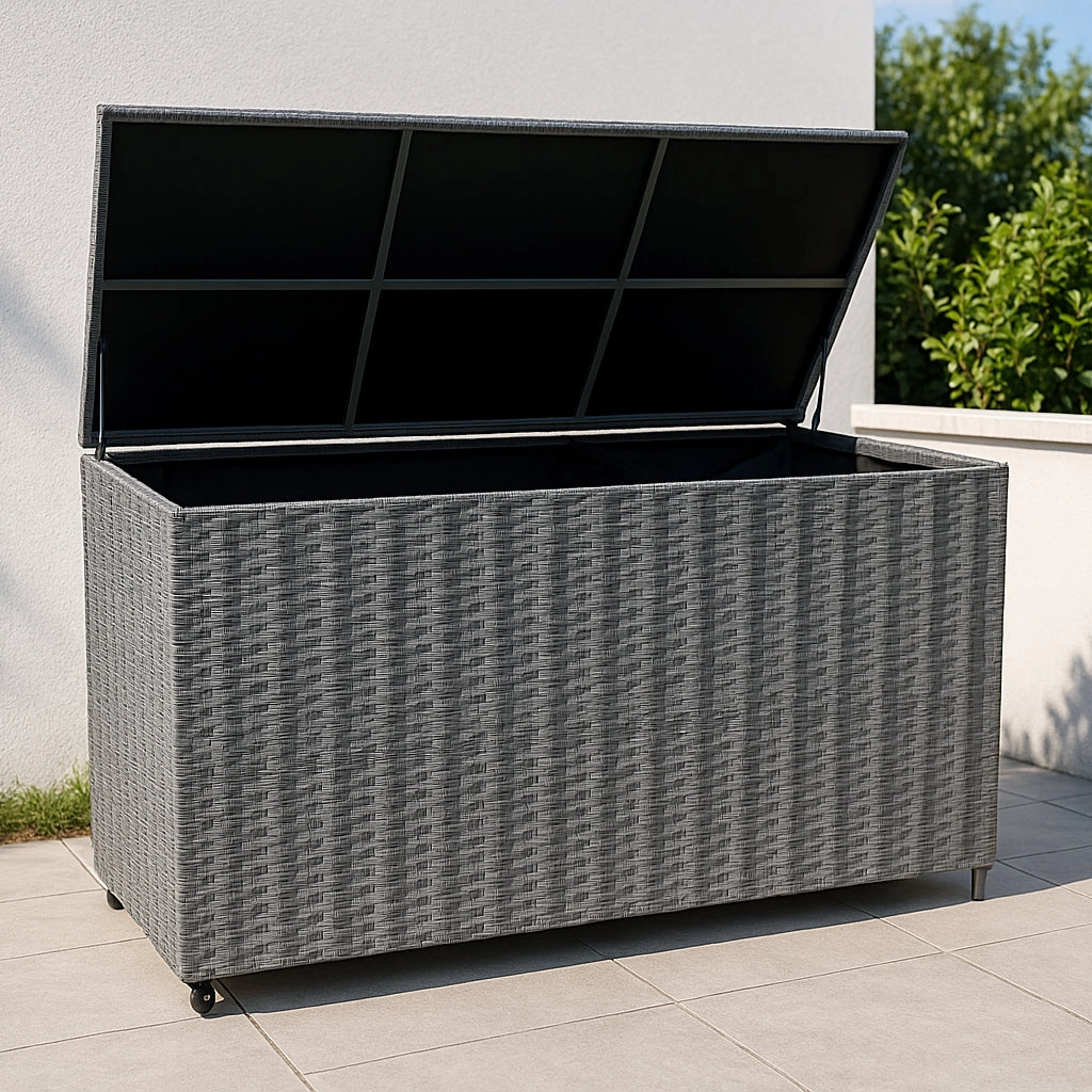 Rattan Modular 7 Piece Furniture Set & 996L Storage Box - Grey
