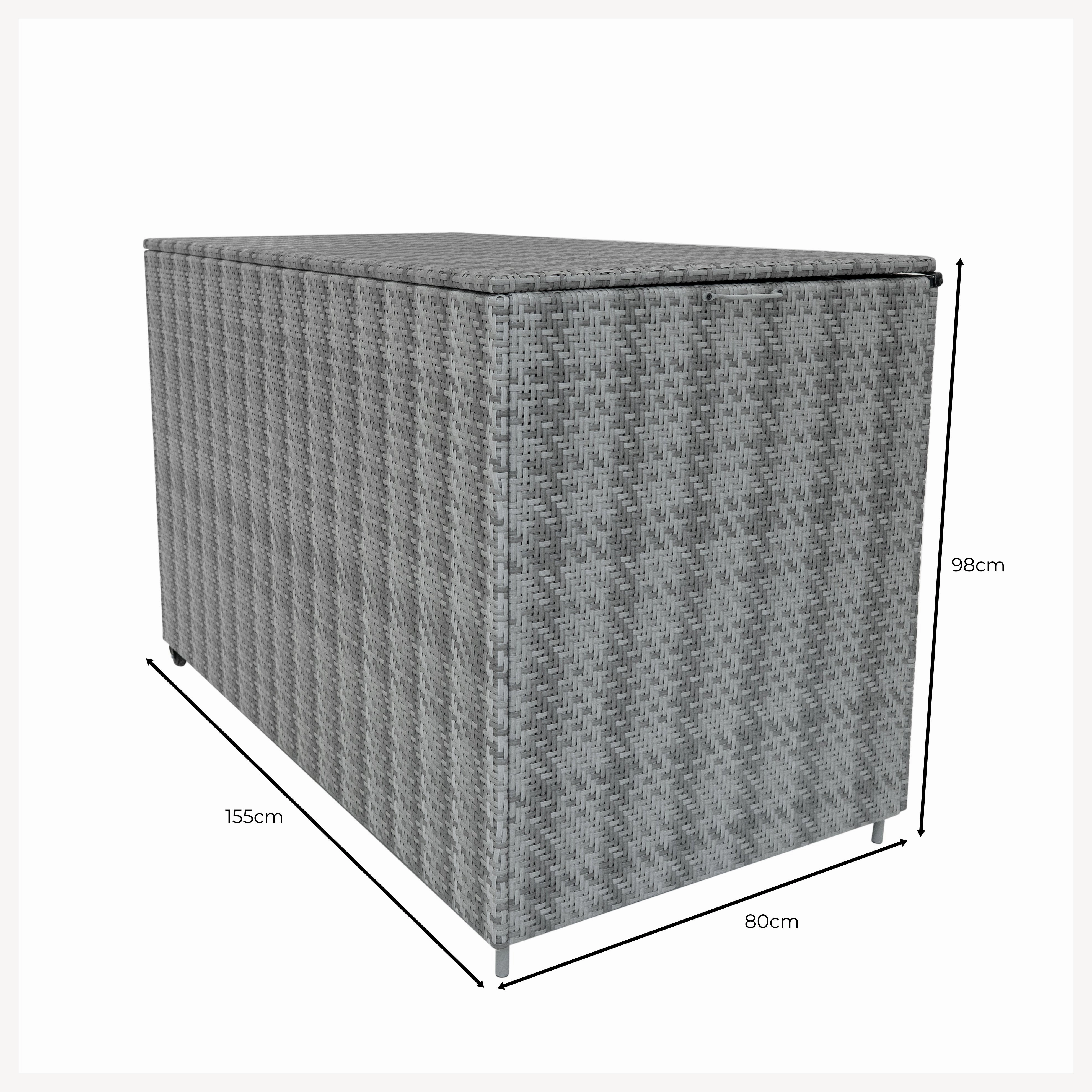 Rattan Modular 7 Piece Furniture Set & 996L Storage Box - Grey