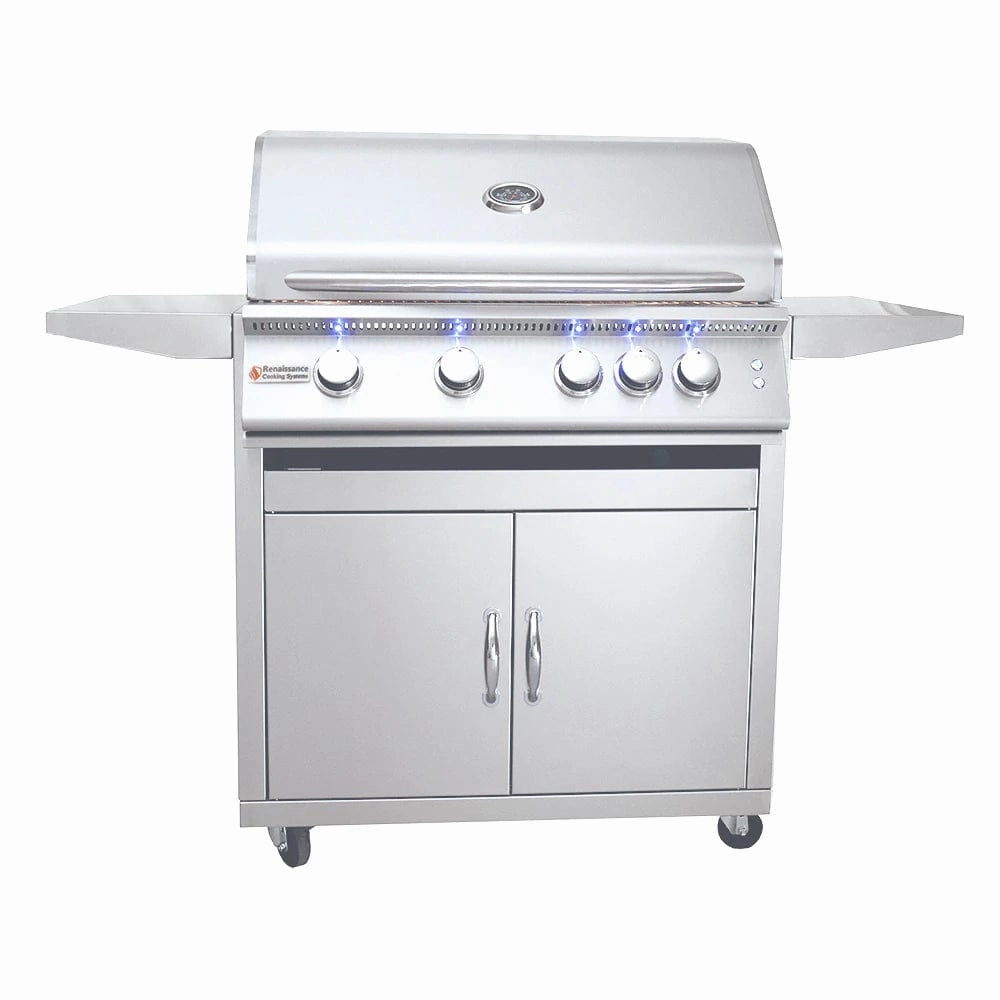 RCS Premier 32" L Freestanding Grill with LED Lights RJC32AL CK professional outdoor BBQ grill set