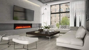 Remii Deep 65" Electric Fireplace 102765-DEstone-look outdoor patio fireplace