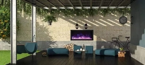 Remii Extra Slim 35" Electric Fireplace 102735-XSstone-look outdoor patio fireplace