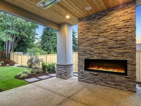 Remii Wall Mount Basic 60" Electric Fireplace WM-60-Bstone-look outdoor patio fireplace