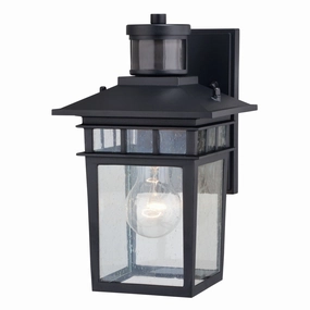 Ridge One Light Outdoor Motion Sensor Wall Light Textured BlackOutdoor wall sconces with motion sensor