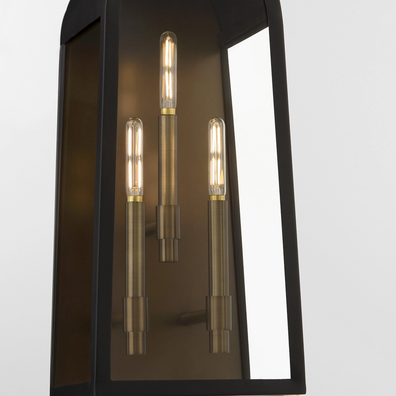 Rossi Three Light Wall Mount Matte Black w/ Aged Copper