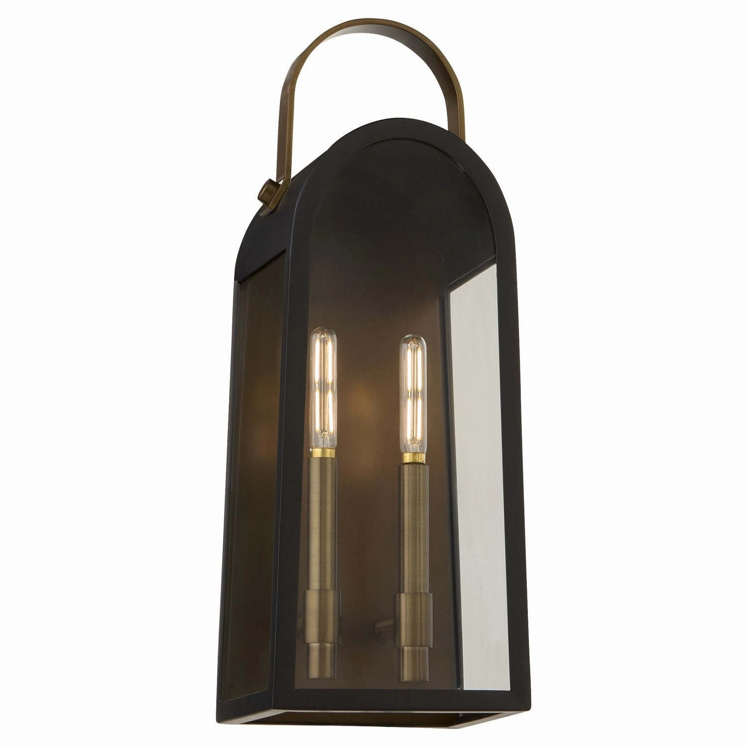 Rossi Two Light Wall Mount Matte Black w/ Aged Copper