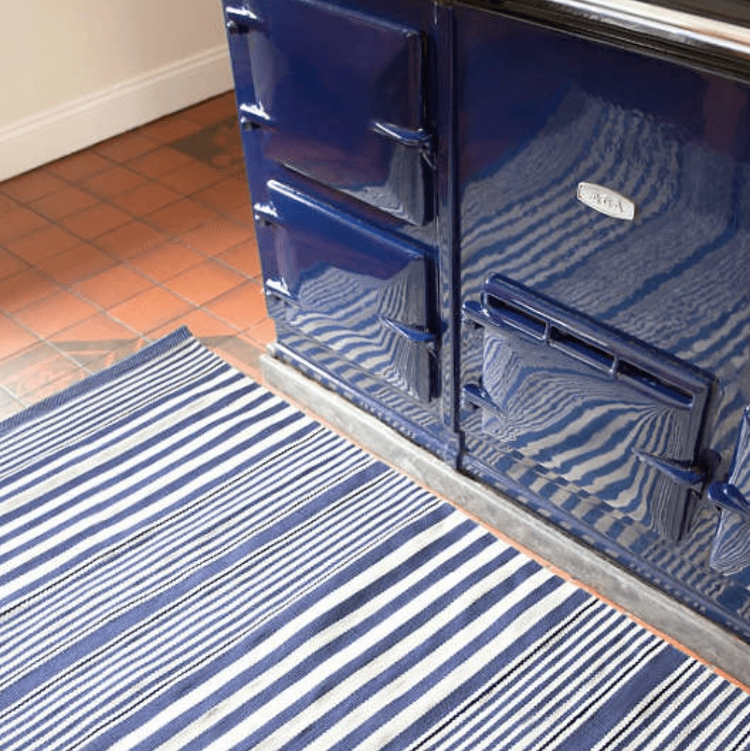 Rugby Stripe Indoor/Outdoor Rug - Denim Blue