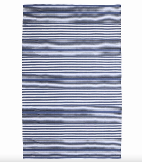 Rugby Stripe Indoor/Outdoor Rug - Denim Bluewaterproof outdoor patio rug