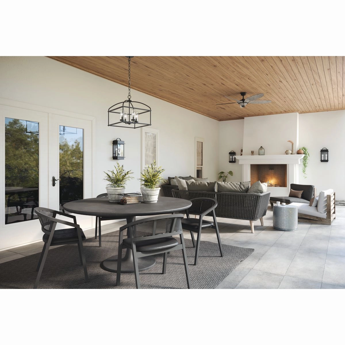 Santee Two Light Wall Lantern Black