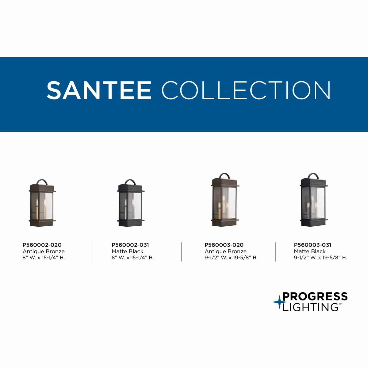 Santee Two Light Wall Lantern Black