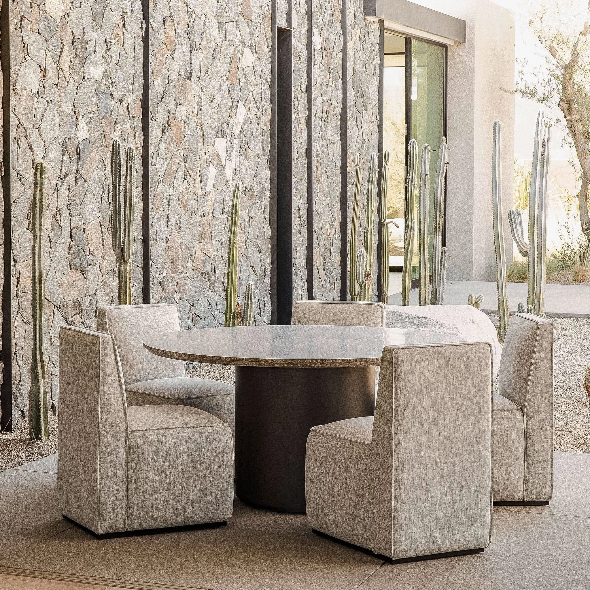 Santorini Outdoor Stone Round Dining Table 60"