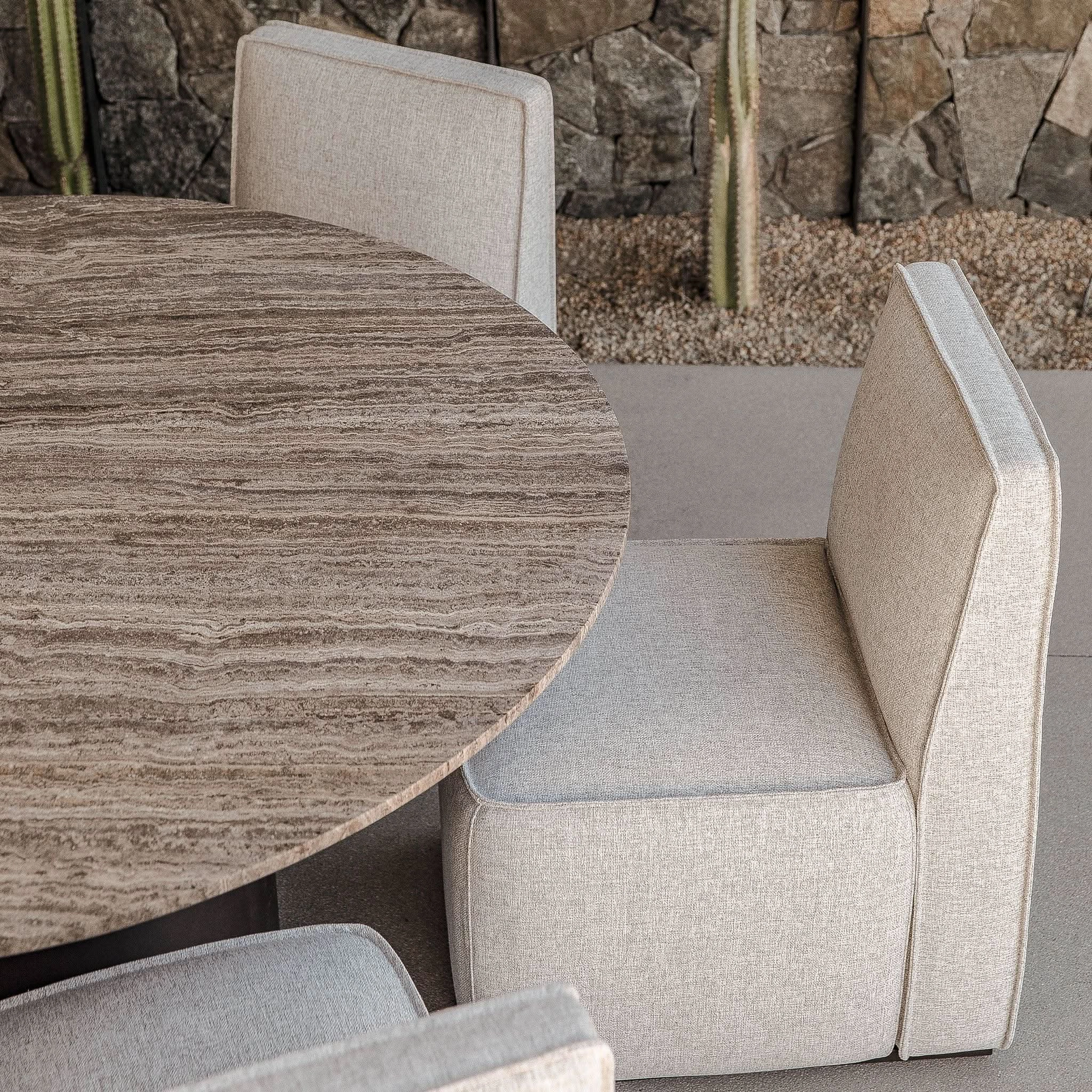 Santorini Outdoor Stone Round Dining Table 60"