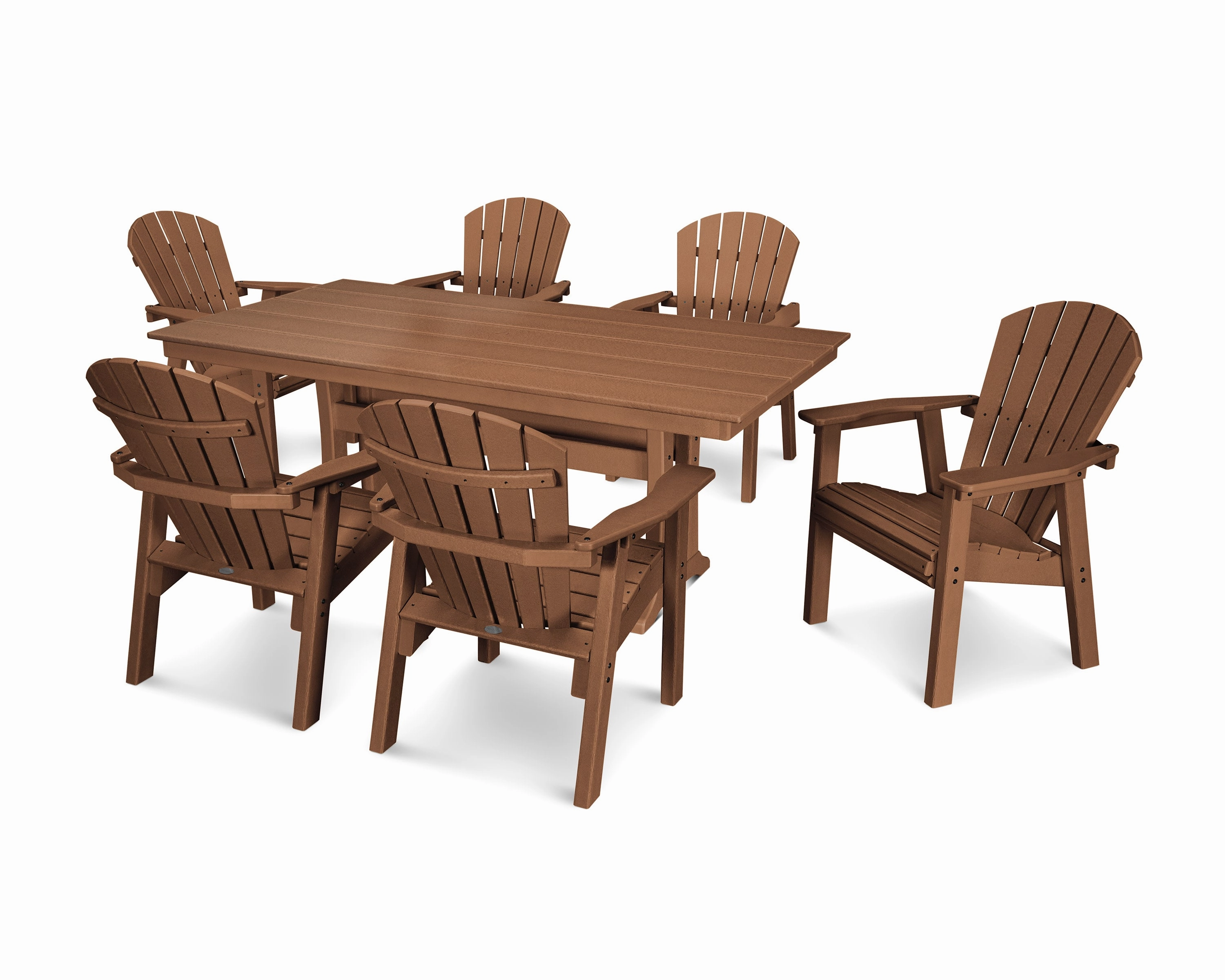Seashell 7- Piece Farmhouse Dining Set with Trestle Legs