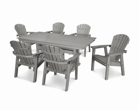 Seashell 7- Piece Farmhouse Dining Set with Trestle Legsoutdoor patio furniture set
