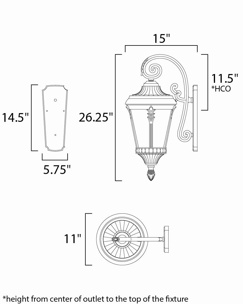 Sentry Three Light Outdoor Wall Lantern Black