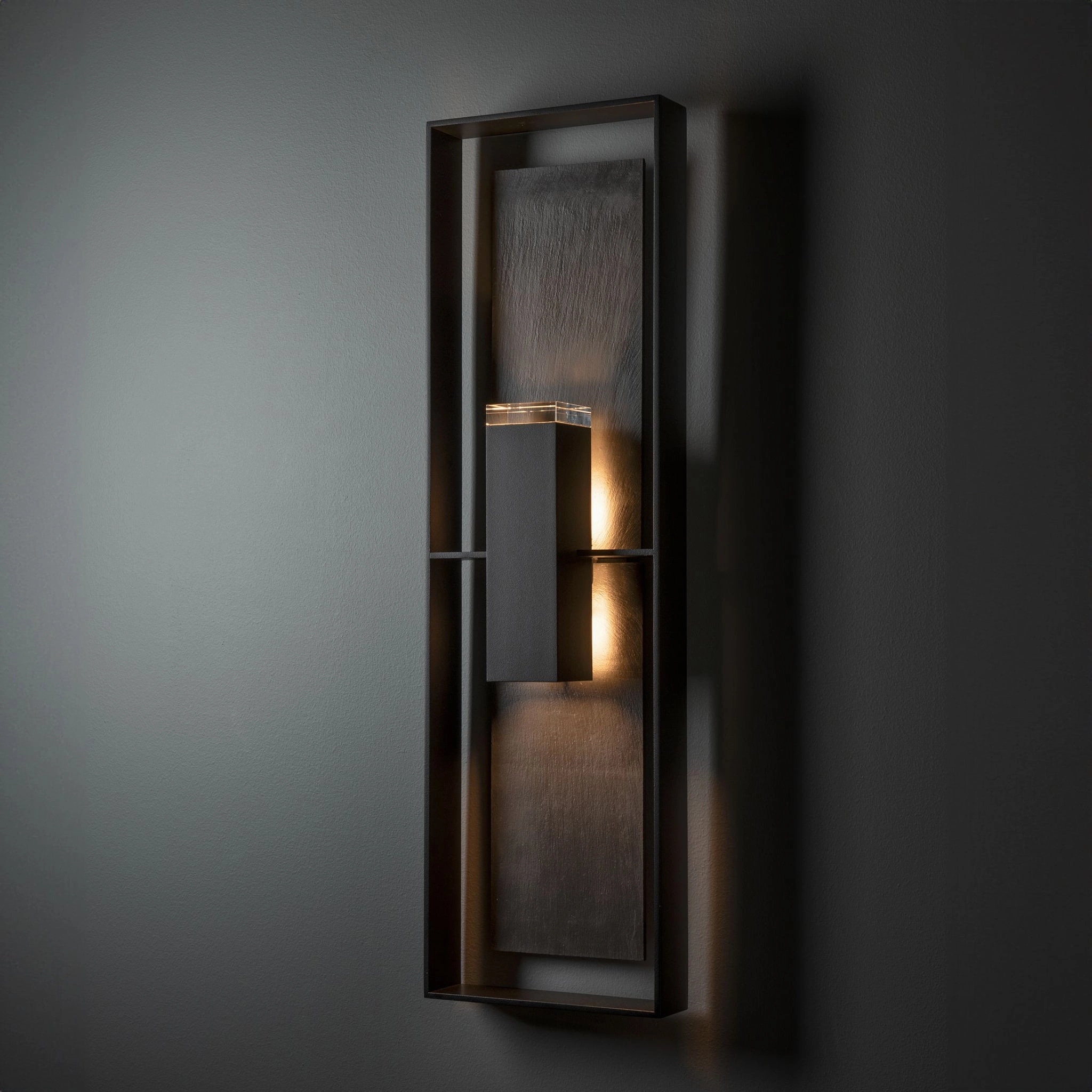 Shadow Box Tall w/Slate Dark Sky Friendly Outdoor Sconce