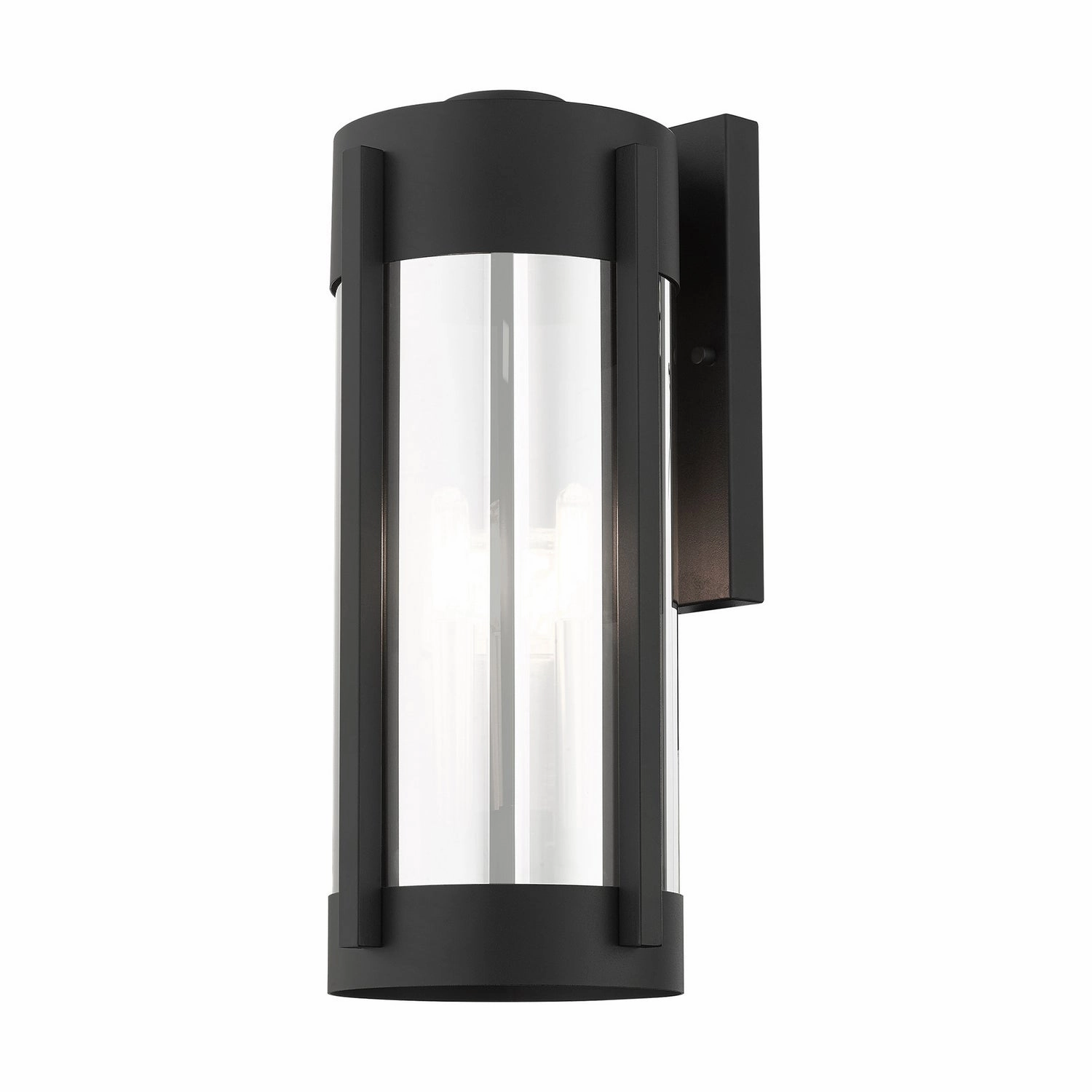 Sheridan Three Light Outdoor Wall Lantern Black w/ Brushed Nickels