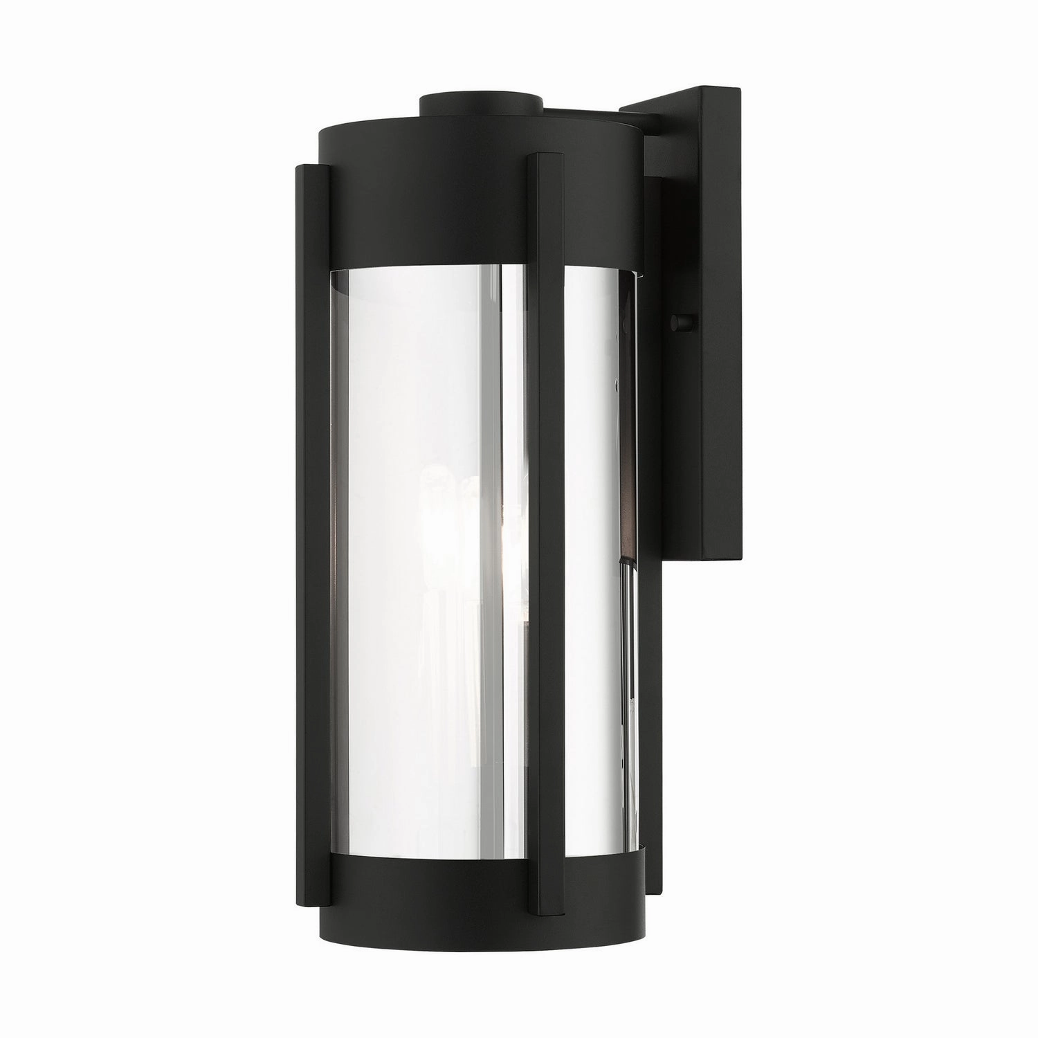 Sheridan Three Light Outdoor Wall Lantern Black w/ Brushed NickelsOutdoor wall sconces with motion sensor