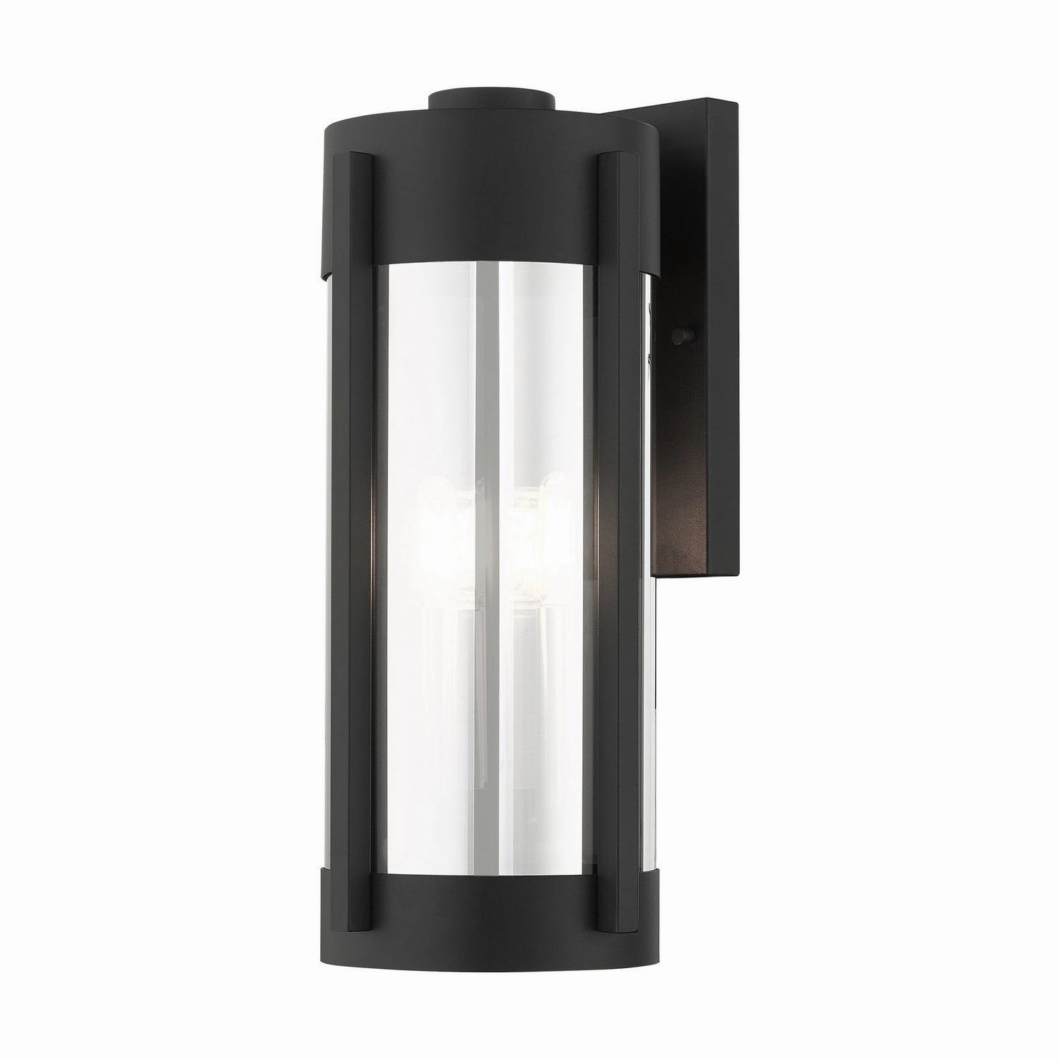 Sheridan Three Light Outdoor Wall Lantern Black w/ Brushed Nickels
