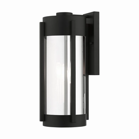 Sheridan Three Light Outdoor Wall Lantern Black w/ Brushed NickelsOutdoor wall sconces with motion sensor