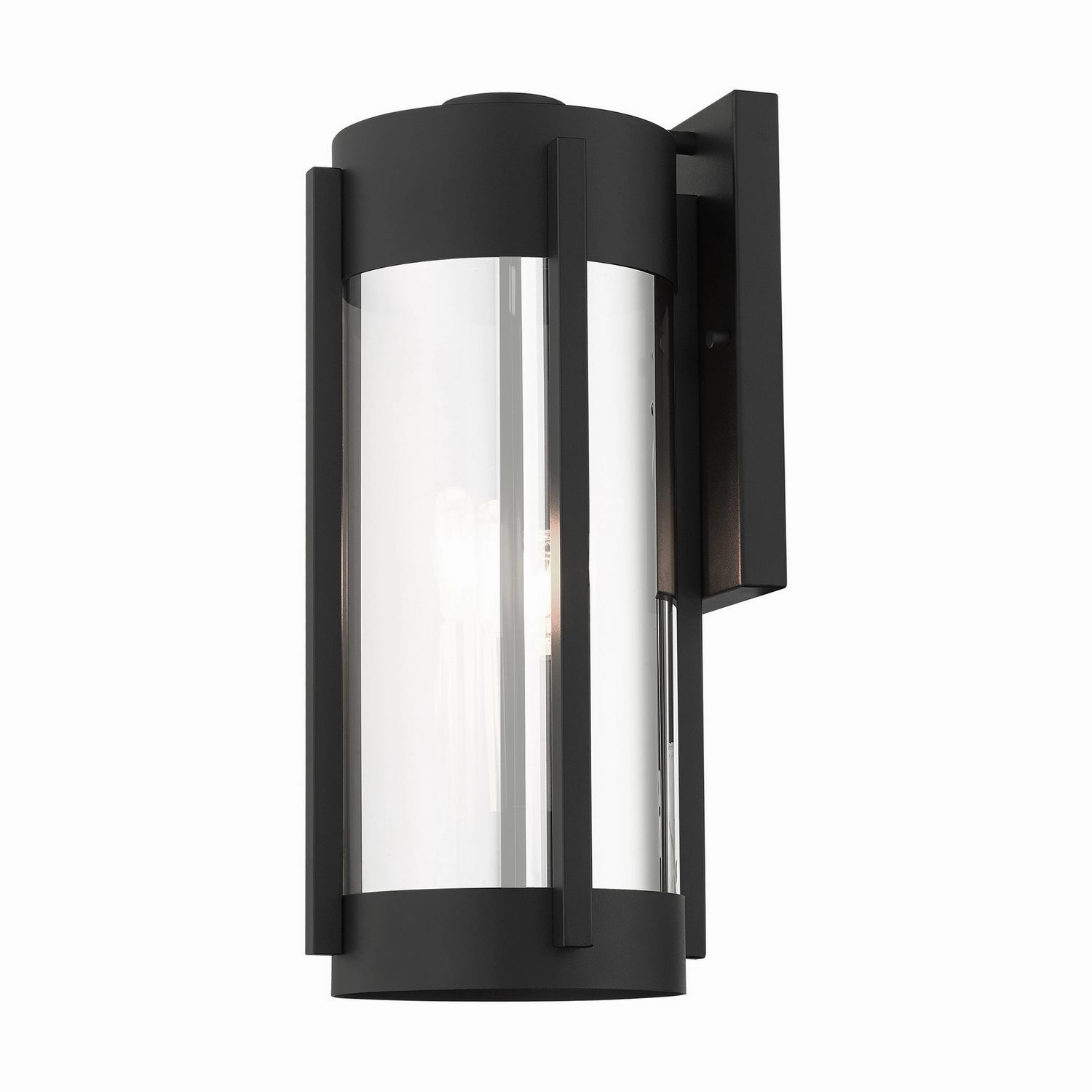 Sheridan Three Light Outdoor Wall Lantern Black w/ Brushed Nickels