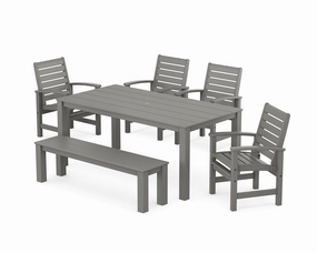 Signature 6-Piece Parsons Dining Set with Benchoutdoor patio furniture set