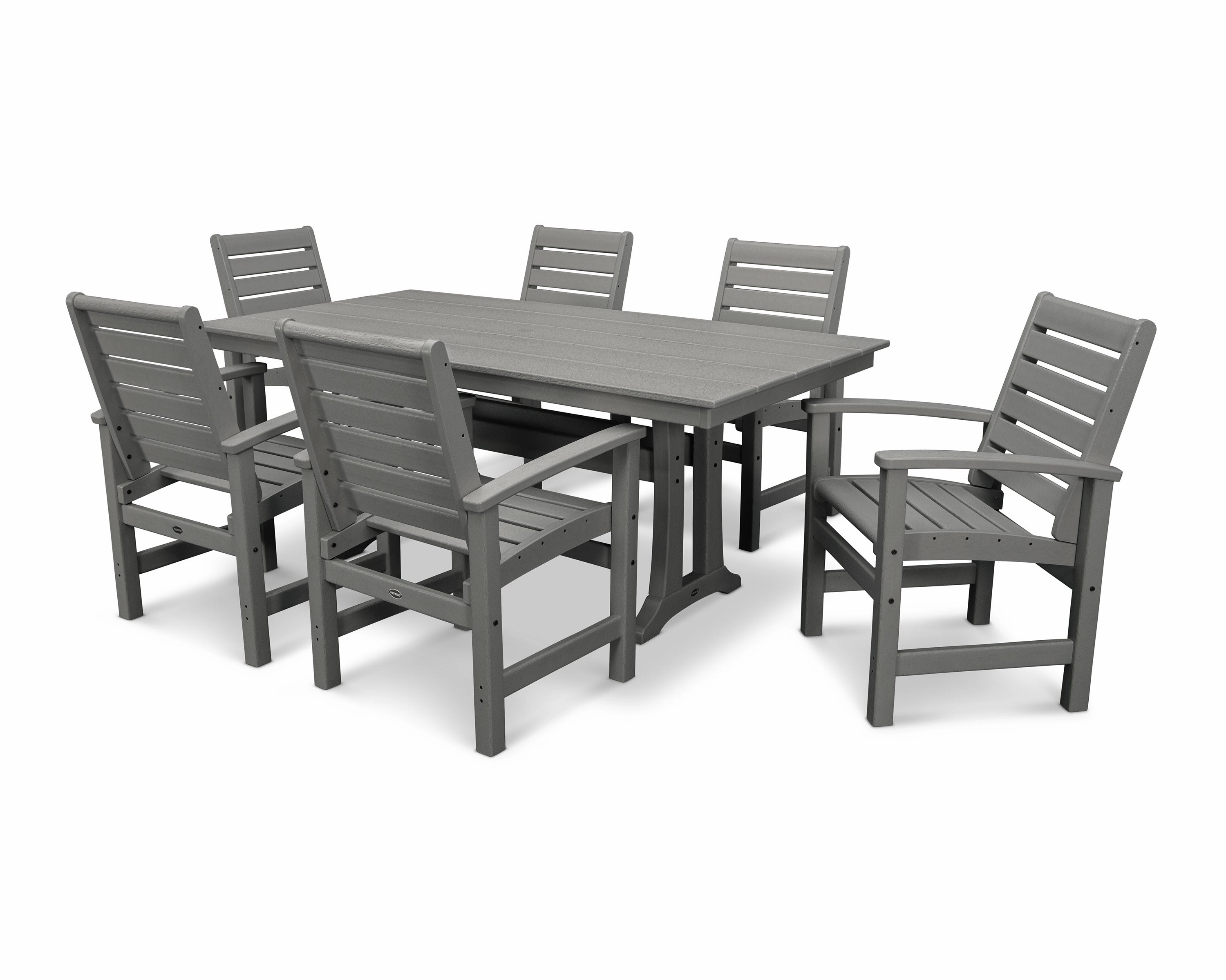 Signature 7-Piece Farmhouse Dining Set with Trestle Legsoutdoor patio furniture set