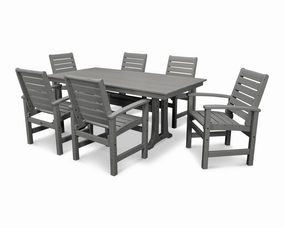 Signature 7-Piece Farmhouse Dining Set with Trestle Legsoutdoor patio furniture set