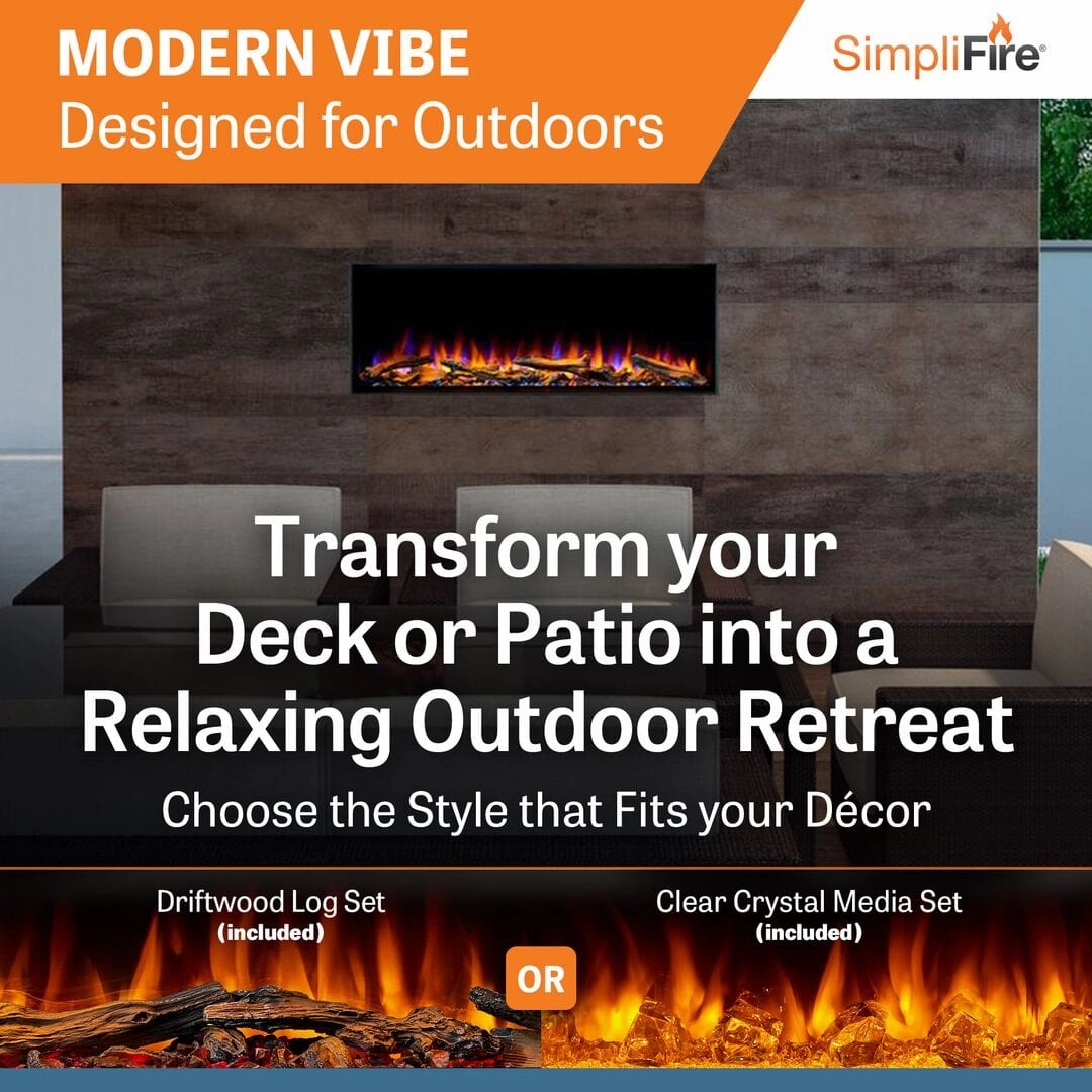 SimpliFire Forum 43-inch Electric Outdoor Fireplace SF-OD43stone-look outdoor patio fireplace